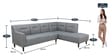Celso Fabric LHS Sectional Sofa (3 + Lounger) in Slate Grey Colour