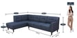 Celso Fabric RHS Sectional Sofa (3 + Lounger) in Spruce Blue Colour