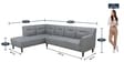 Celso Fabric RHS Sectional Sofa (3 + Lounger) in Slate Grey Colour