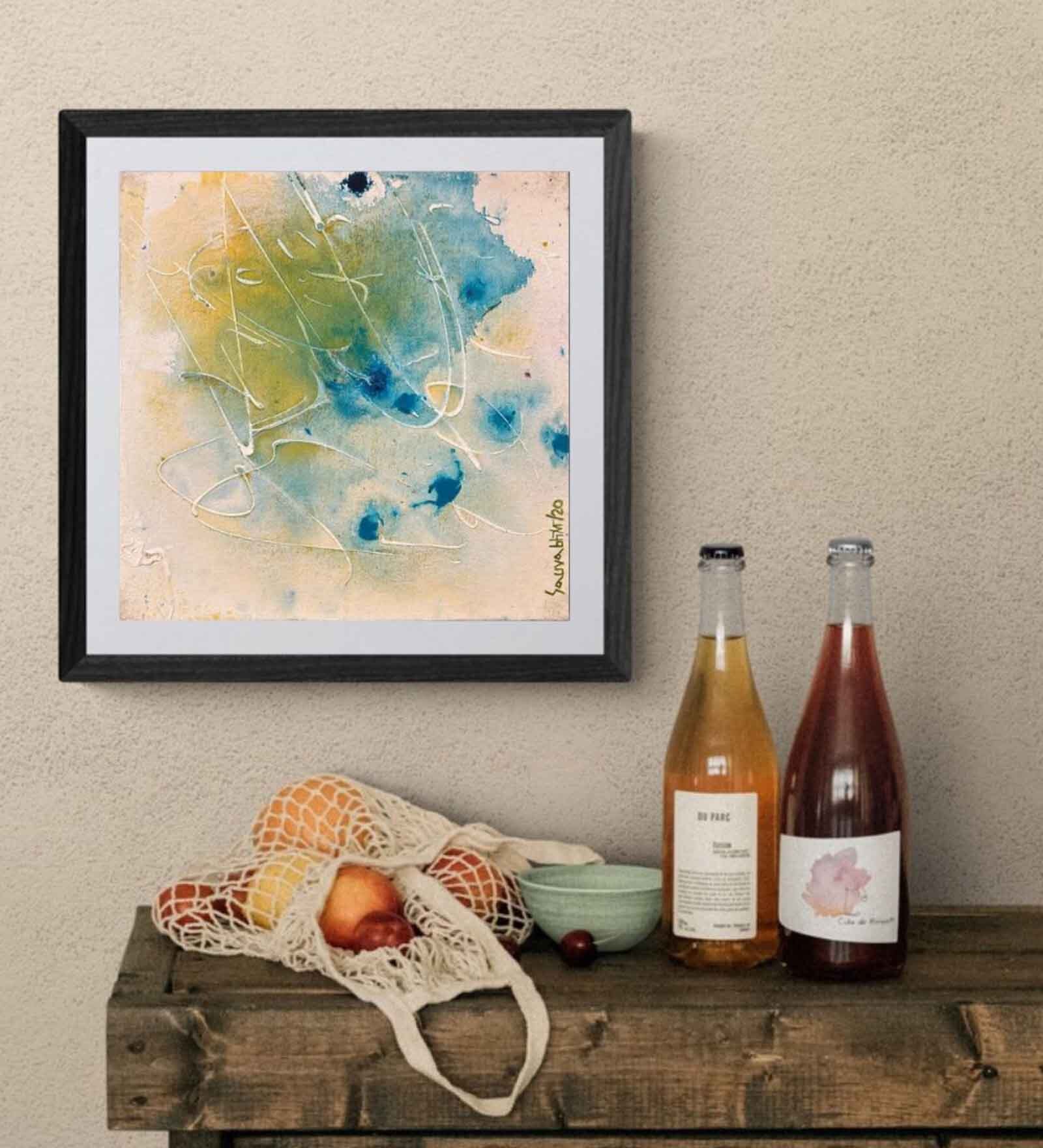 Celebration Series-Yellow & Pink Handmade Acrylic Paint On Canvas Unframed