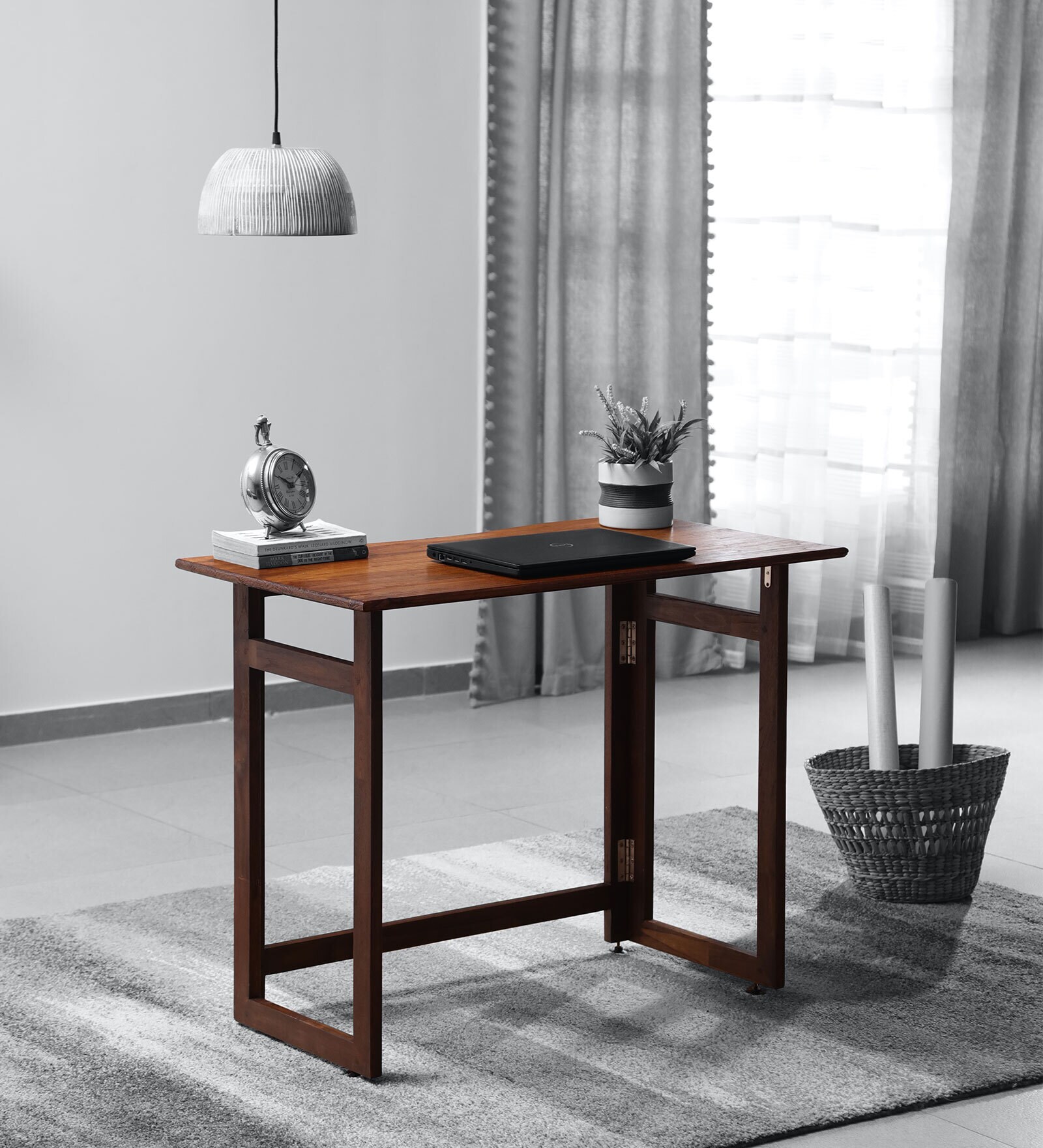 Ellis Solid Wood Writing Table in Walnut Finish