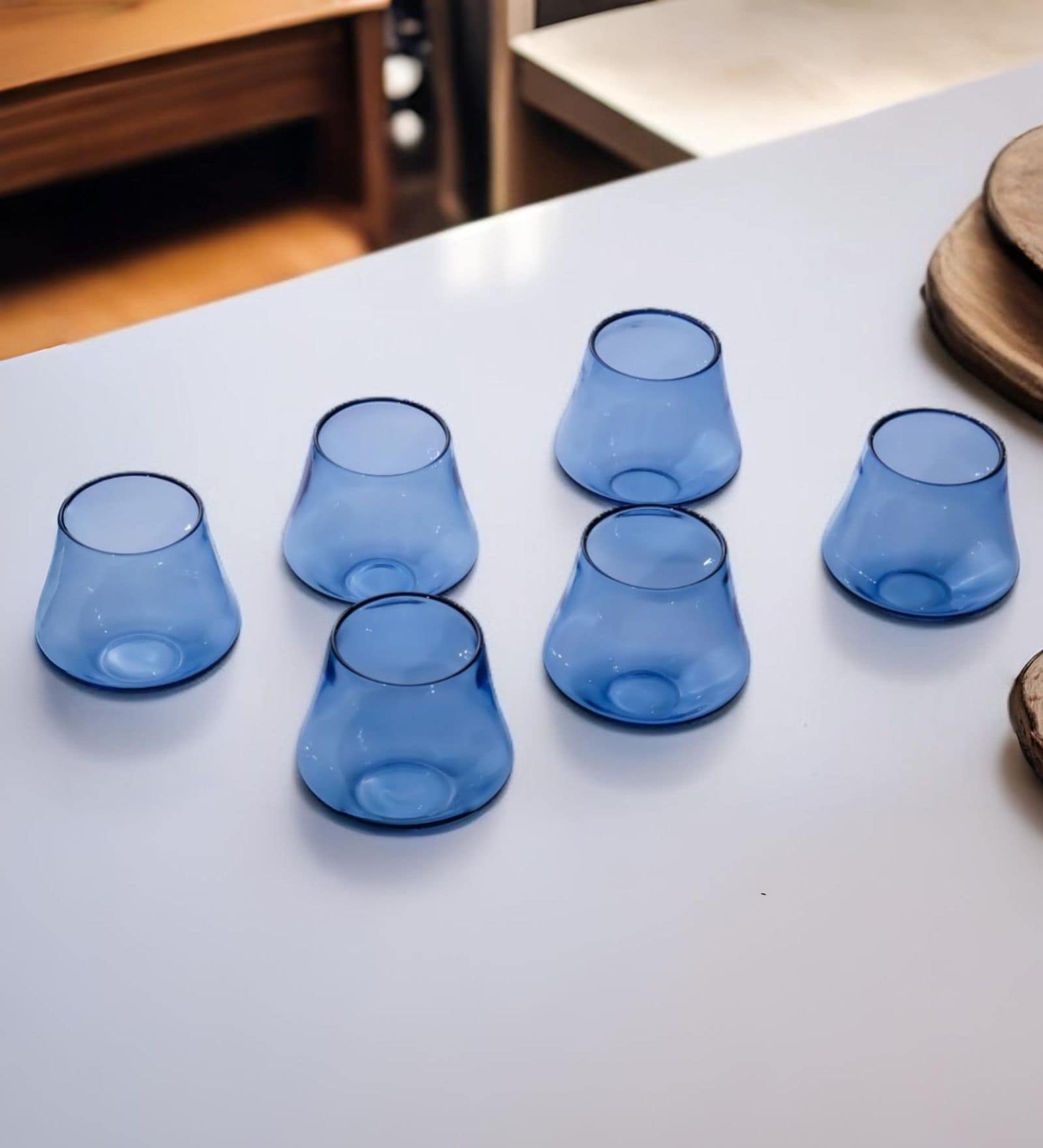 Celestia Harmony Borosilicate Whiskey Glass Set of 6 Light Blue Glasses