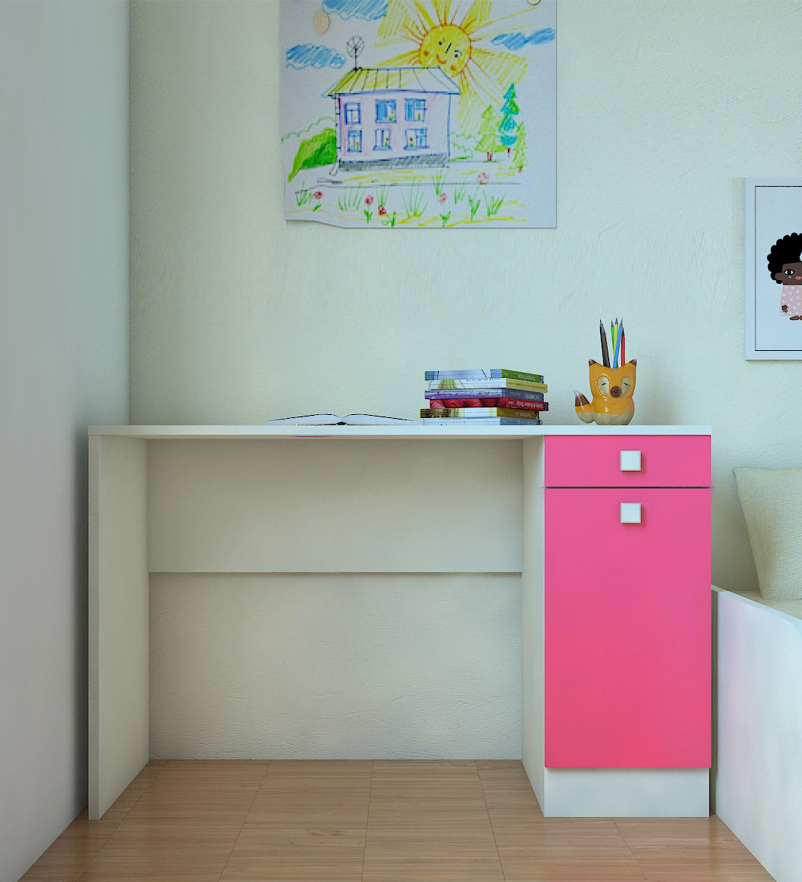 Celestia Kids Study Table in Barbie Pink Colour