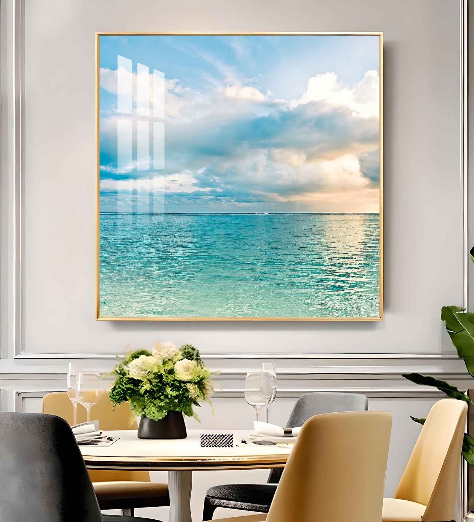 Celestial Ocean Glass Finish Square Wall Art