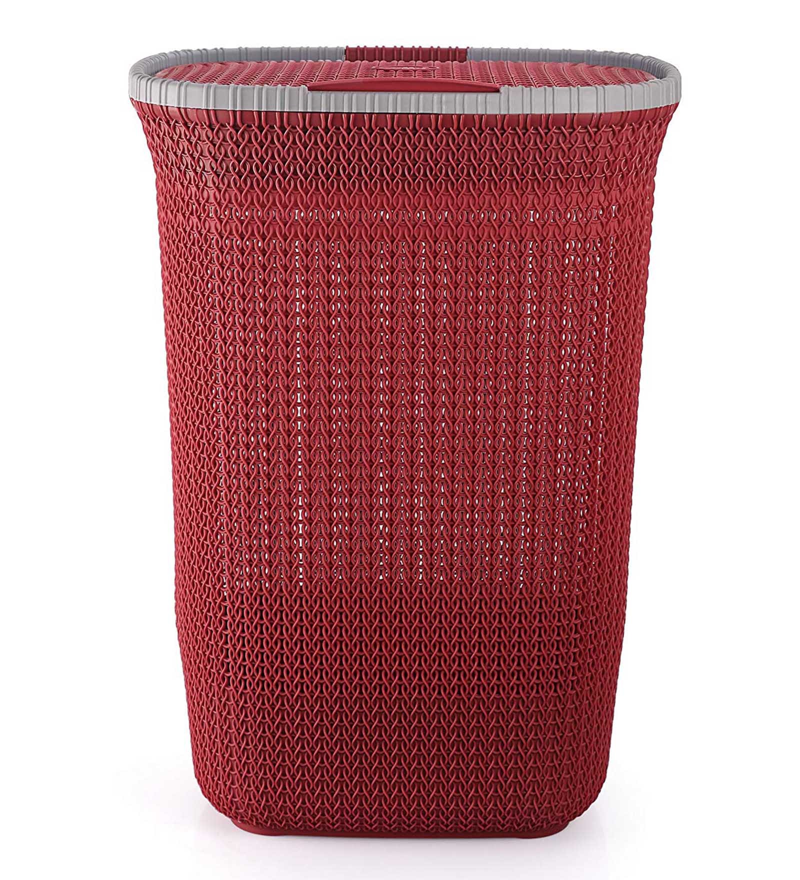 50 Ltr Plastic Laundry Basket In Maroon