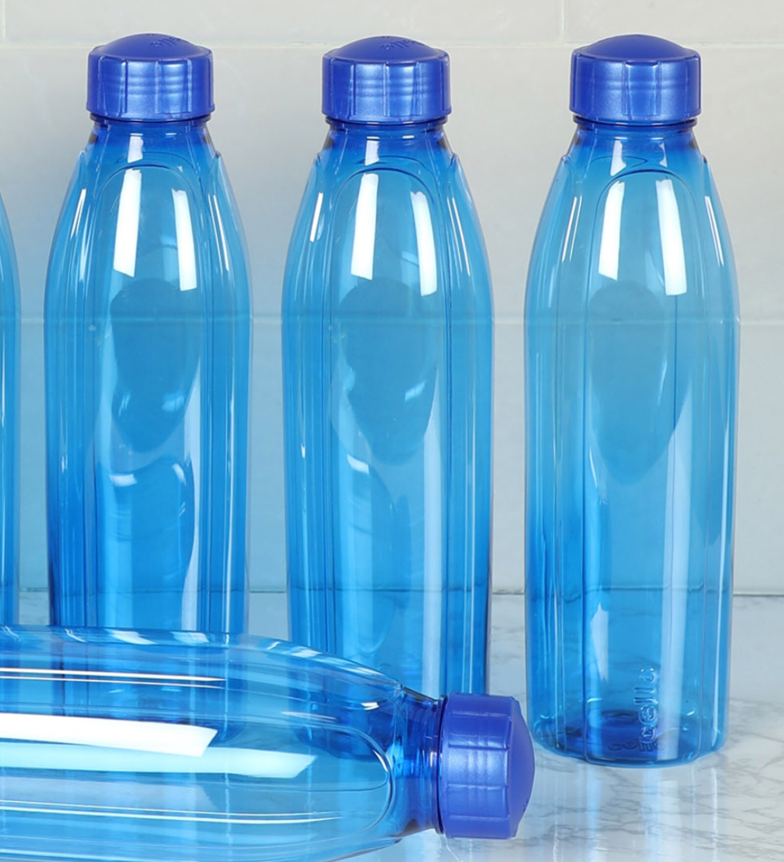 Buy Plastic Blue 1000 ML Bottle Set of 12 By Cello Online Dining