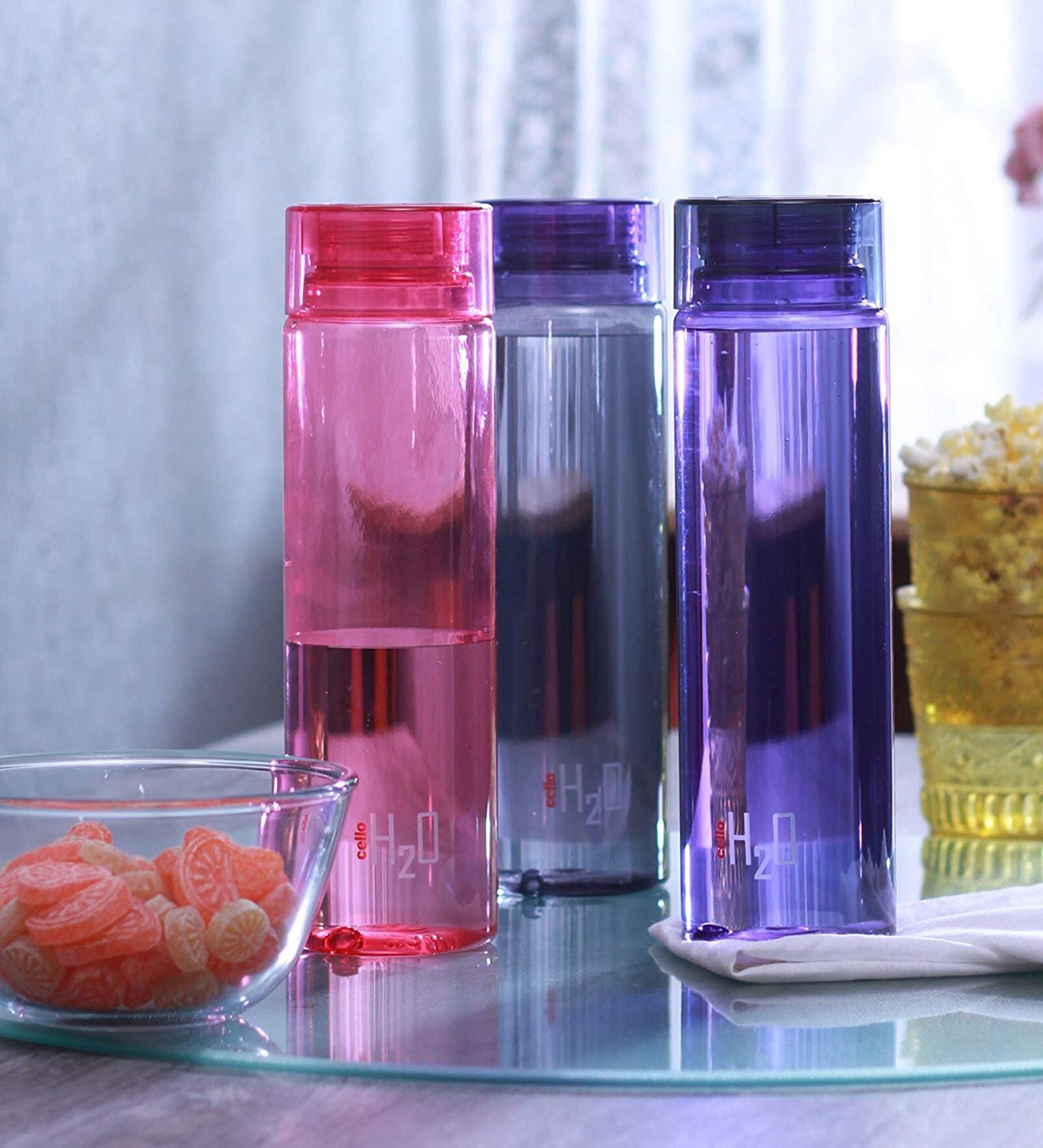 CELLO H20 Multicolor BPA-Free 1 Ltr PET Water Bottle ( Set of 3 )