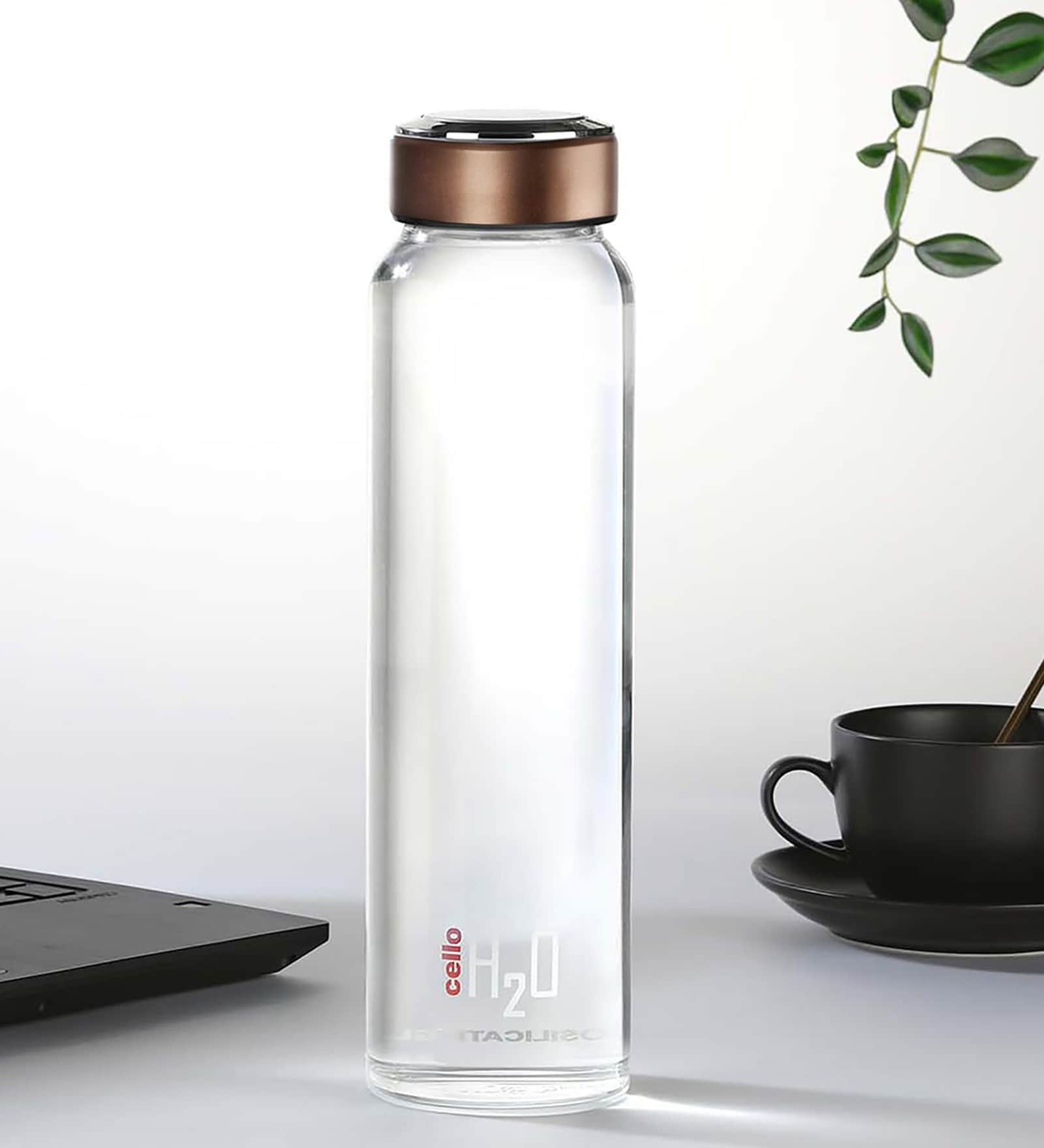 CELLO Copper H2O 1Ltr Glass Fridge Water Bottle