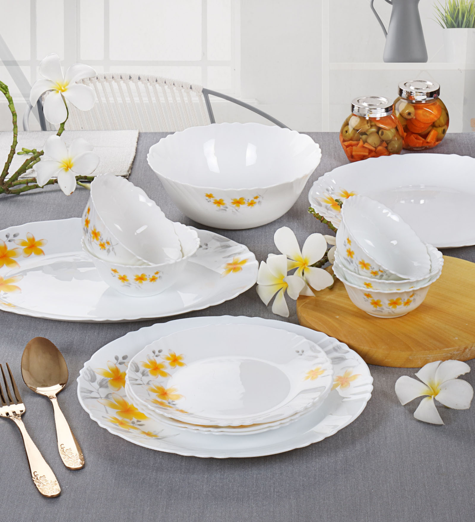 Imperial Frangipani Opalware Dinner Set
