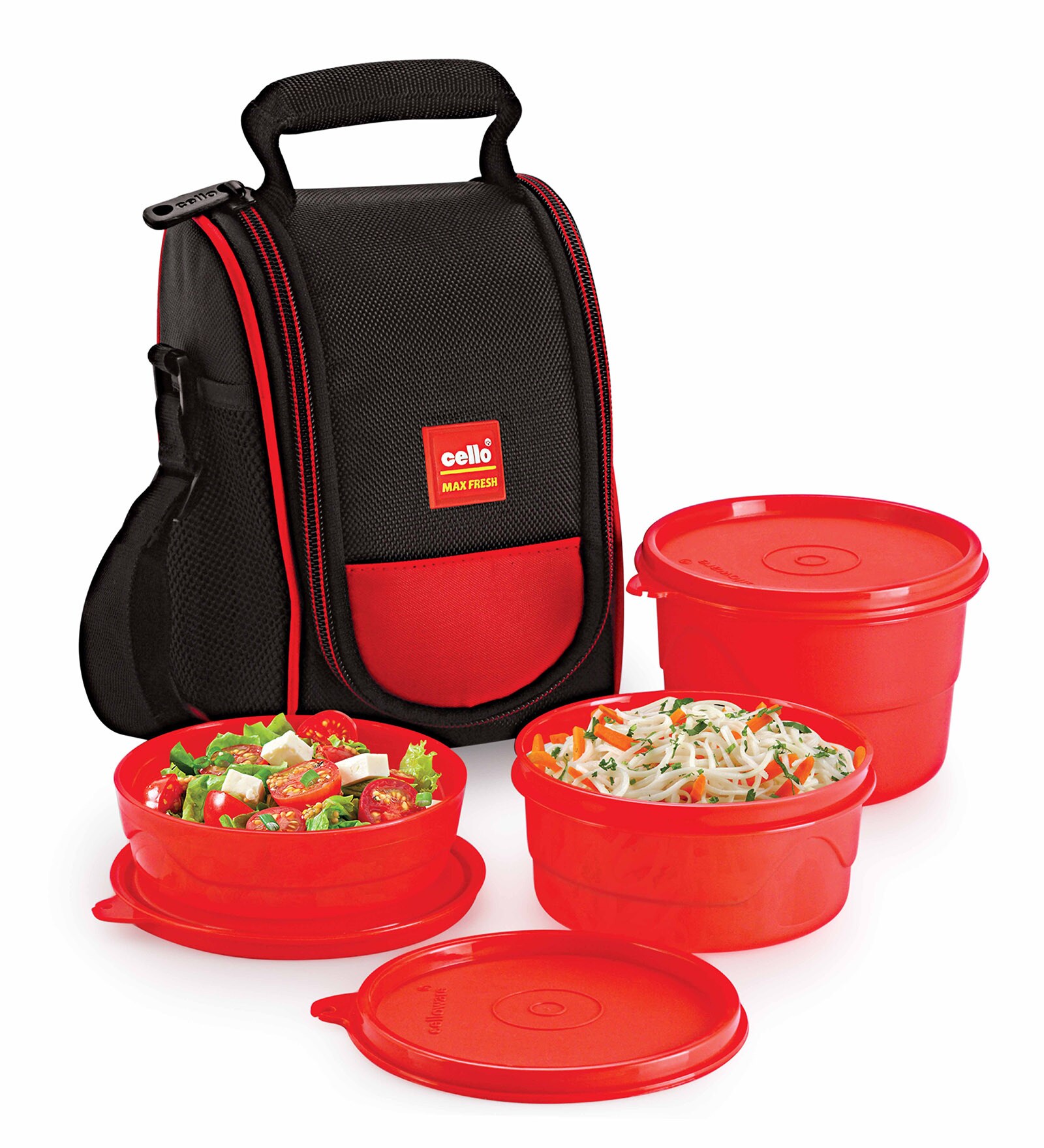 Cello Max Fresh Super Red Polypropylene 3-piece Lunch Pack Set