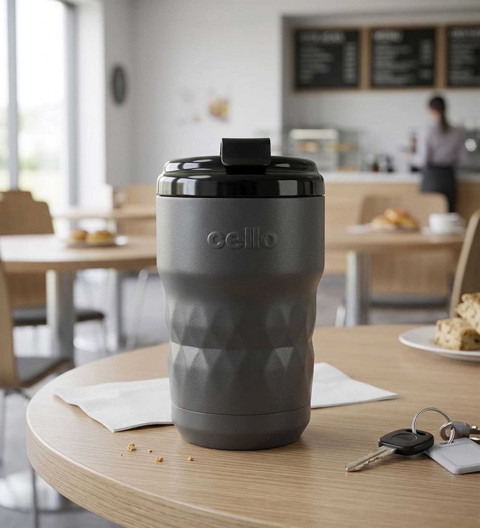 CELLO Nomad Insulated Flask Mug, 350ml, Silver