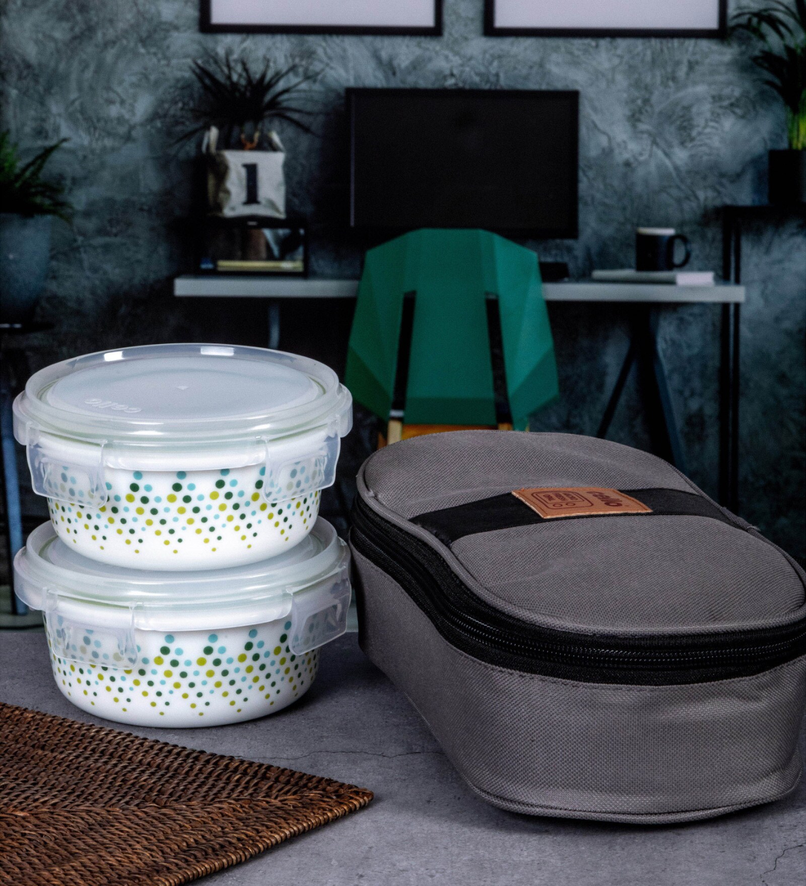 Cello Opalware Imperial Lunch Box with Jacket (Set of 2pcs Container with Lid & 1pc Jacket)