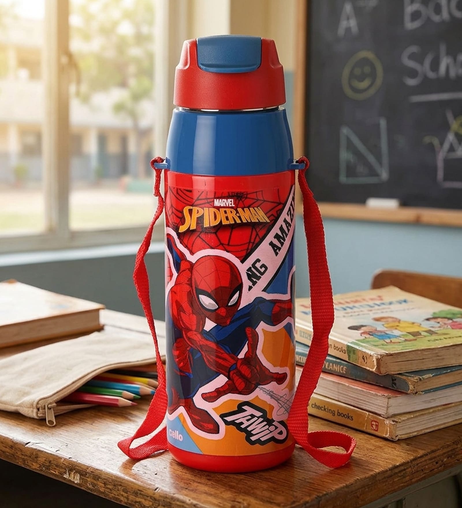 CELLO Puro Steel-X Hydra Kid Insulated Water Bottle, 520ml, Red