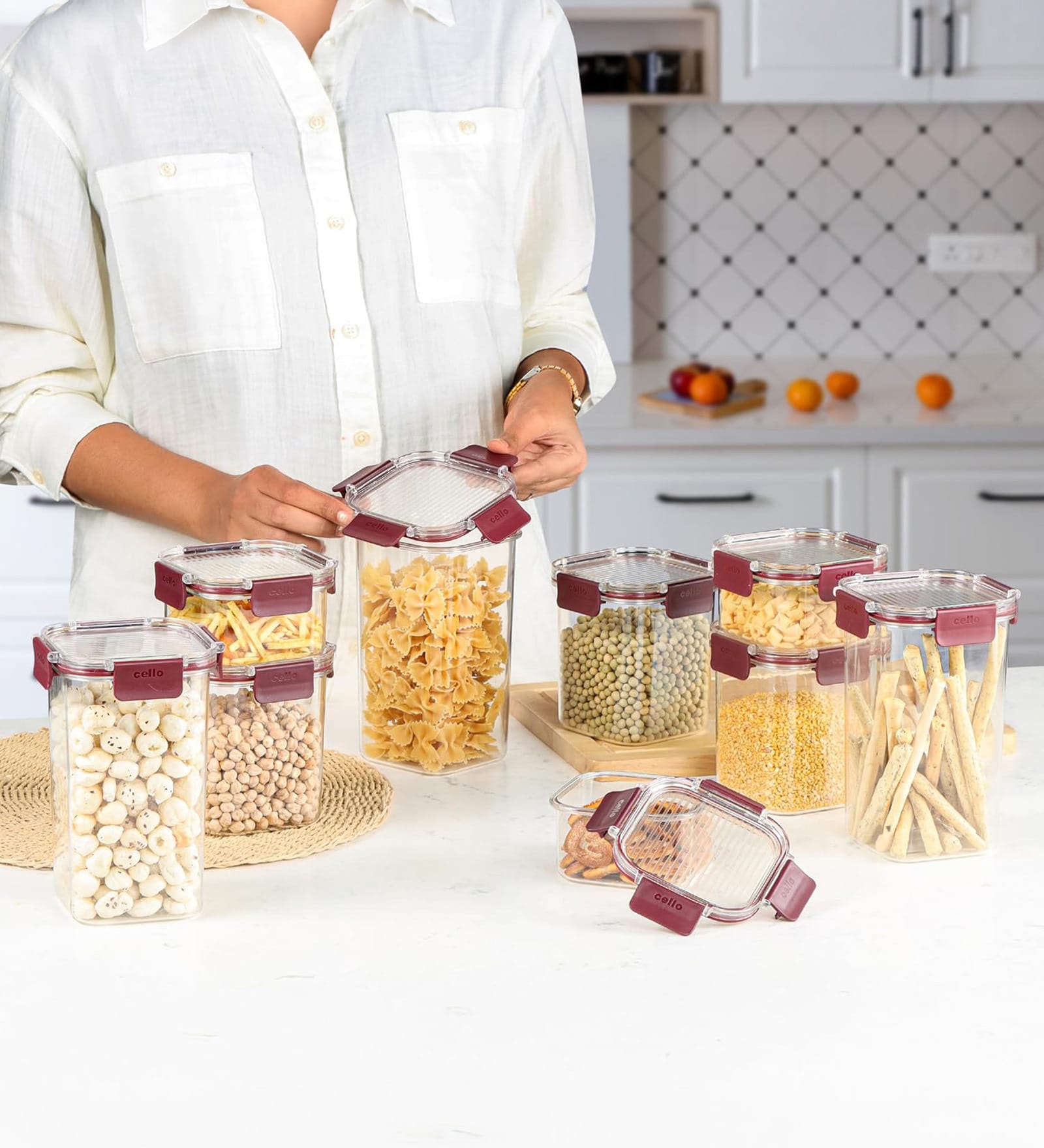 CELLO Stack Lock Airtight Storage Container Set of 9, Blue