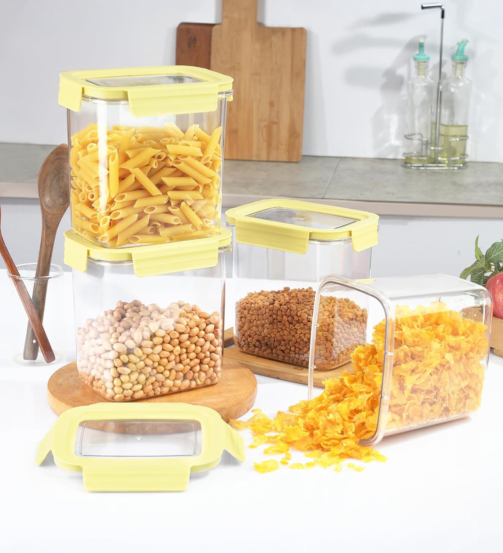 CELLO Stylelock Airtight Storage Container Set of 4, 1800ml, Olive Green