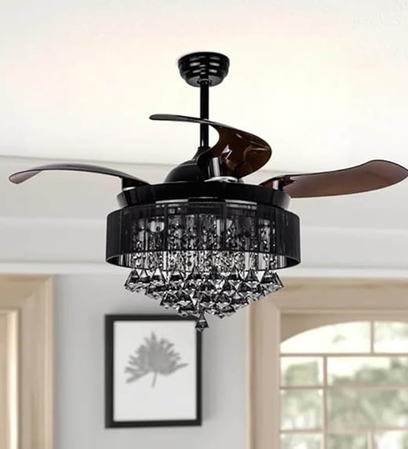 Celo Smart Fan Black Metal + Crystal , Google & Alexa Remote & App Control