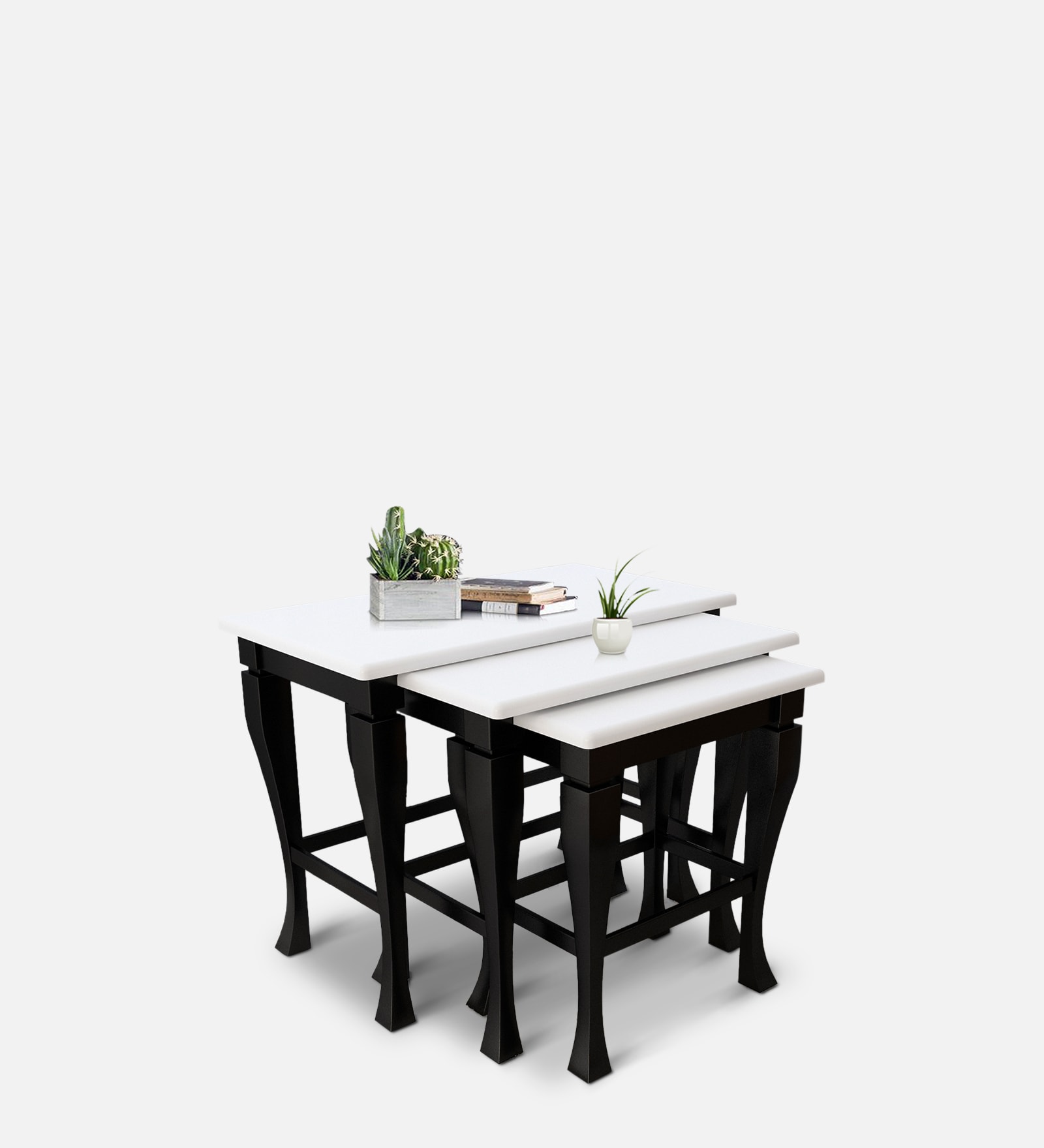 Regail Nest of Tables in White & Black Finish