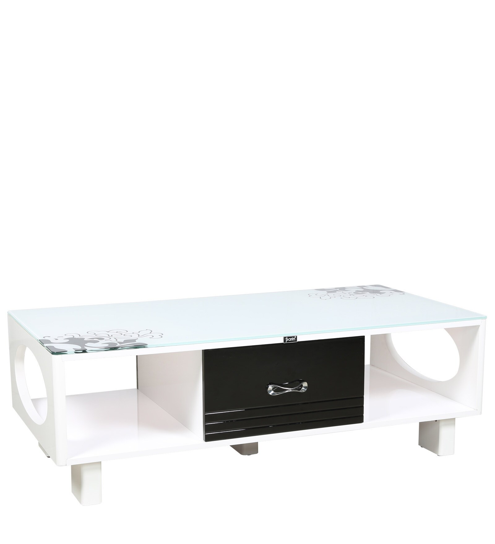 Buy Figo Center Table with Drawer in White Duco Paint by Parin Online