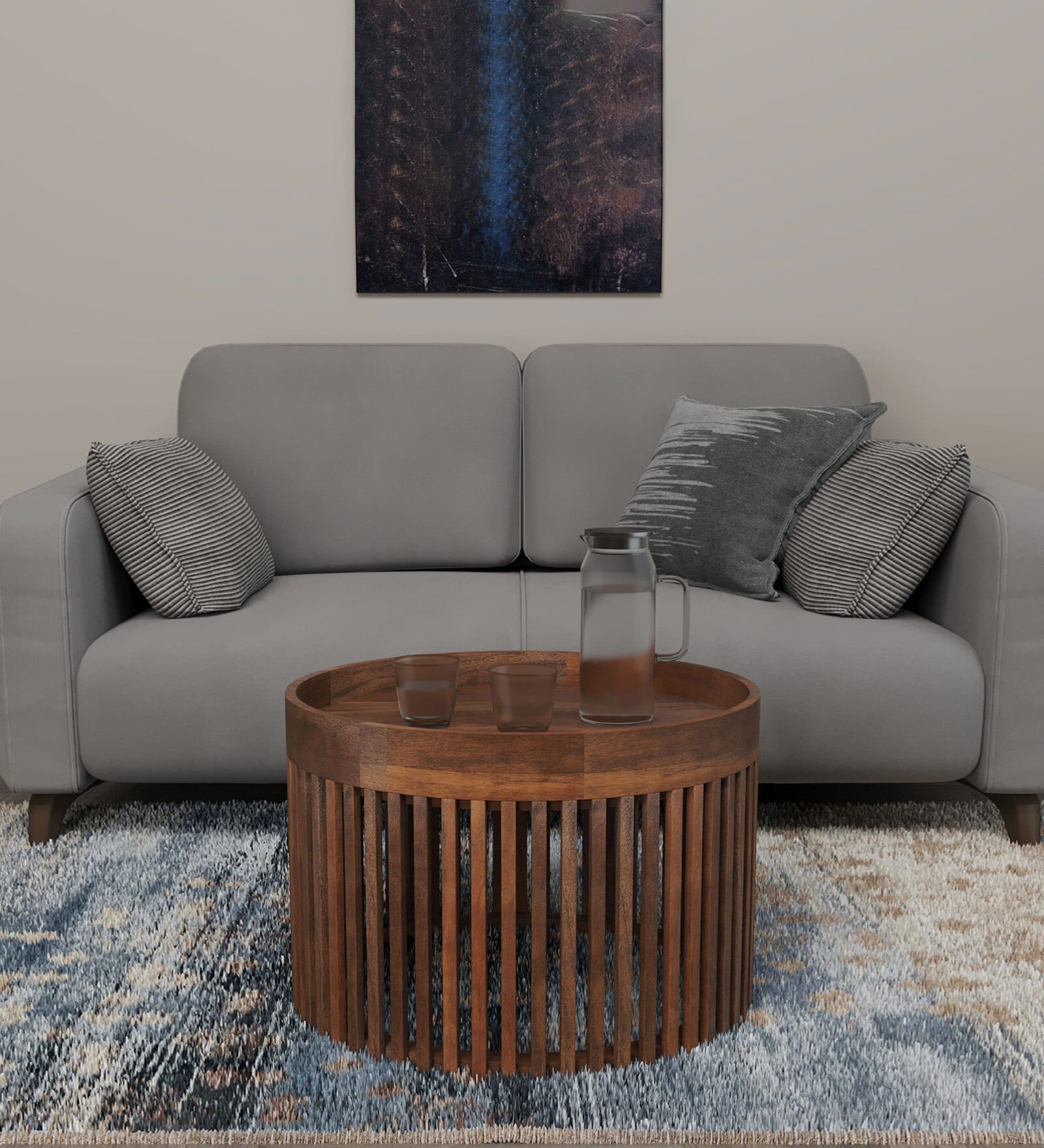 Central Solid Wood Coffee Table In Walnut Finish