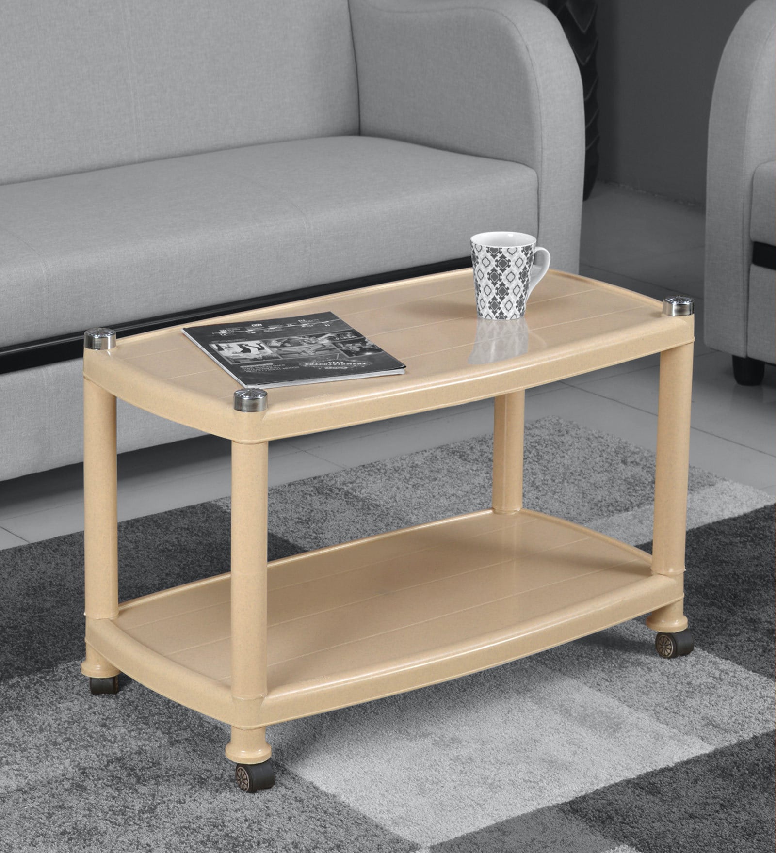 Centro Plastic Coffee Table in Marble Beige Colour Centro Plastic Coffee Table in Marble Beige Colour