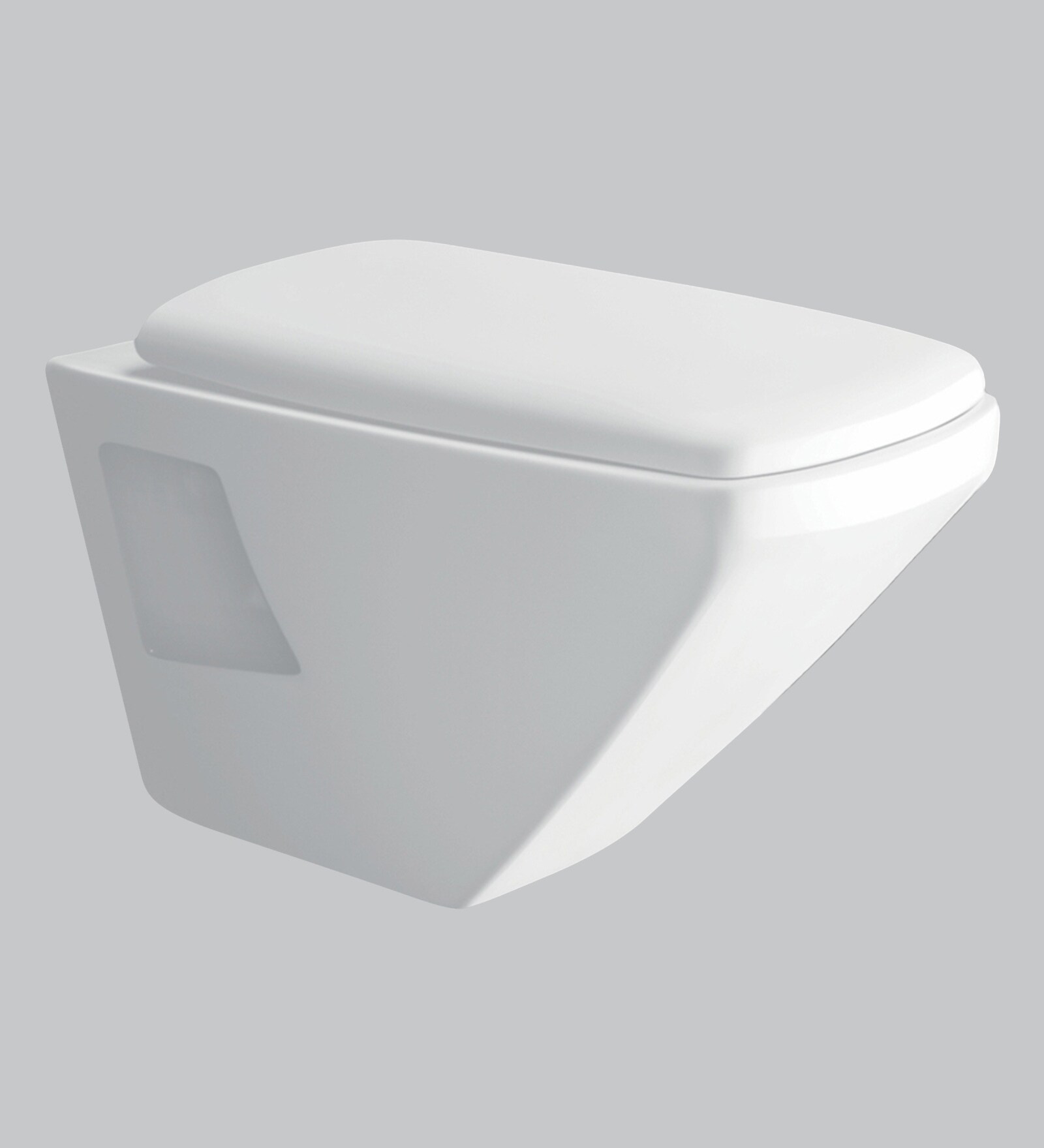 Ceramic White P Trap Wall Mounted Commode (H: 14.2W: 22D: 14.8 Inches)