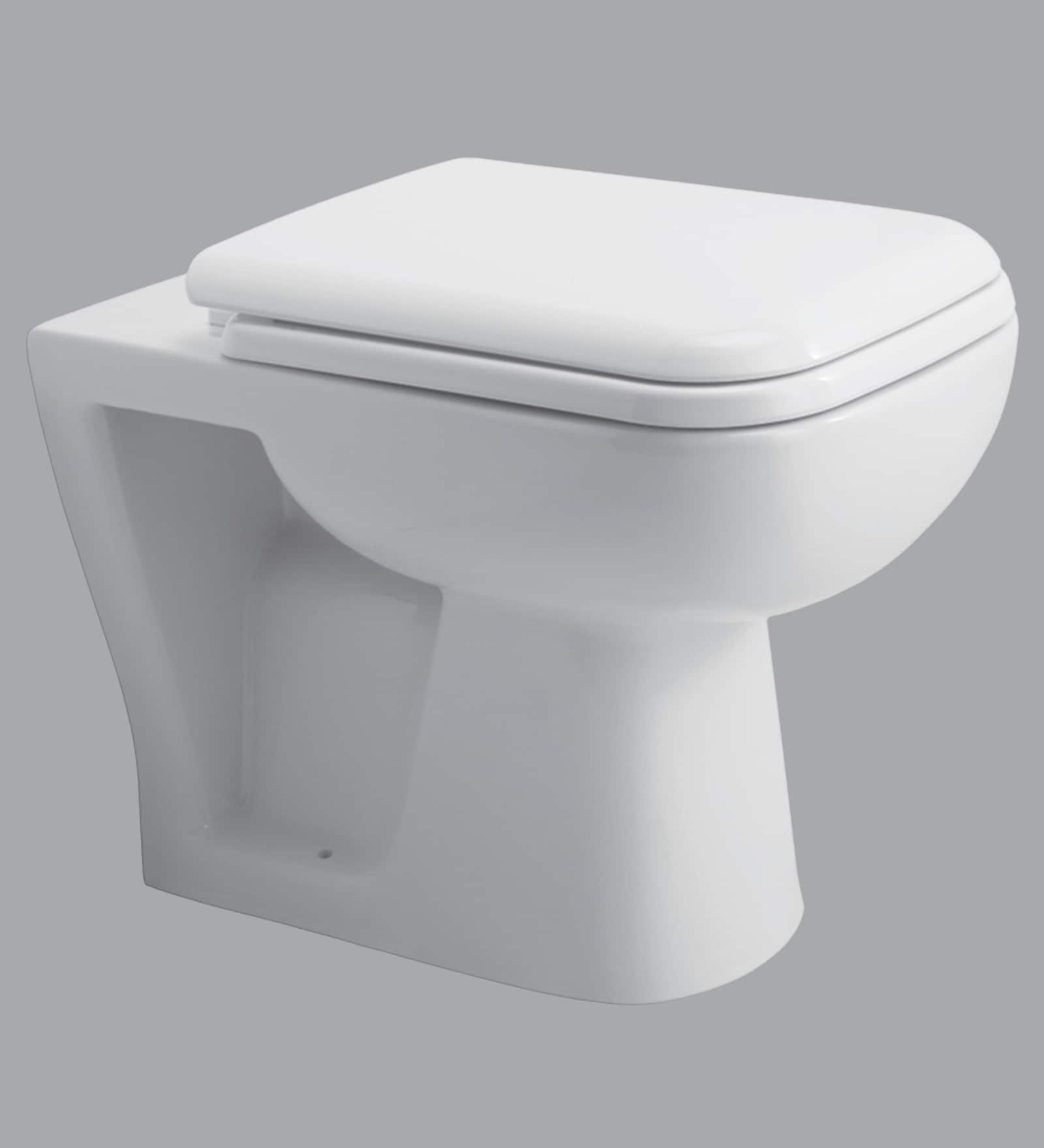 Ceramic White Floor Rested Commode (H: 15.8W: 22.8D: 14 Inches)