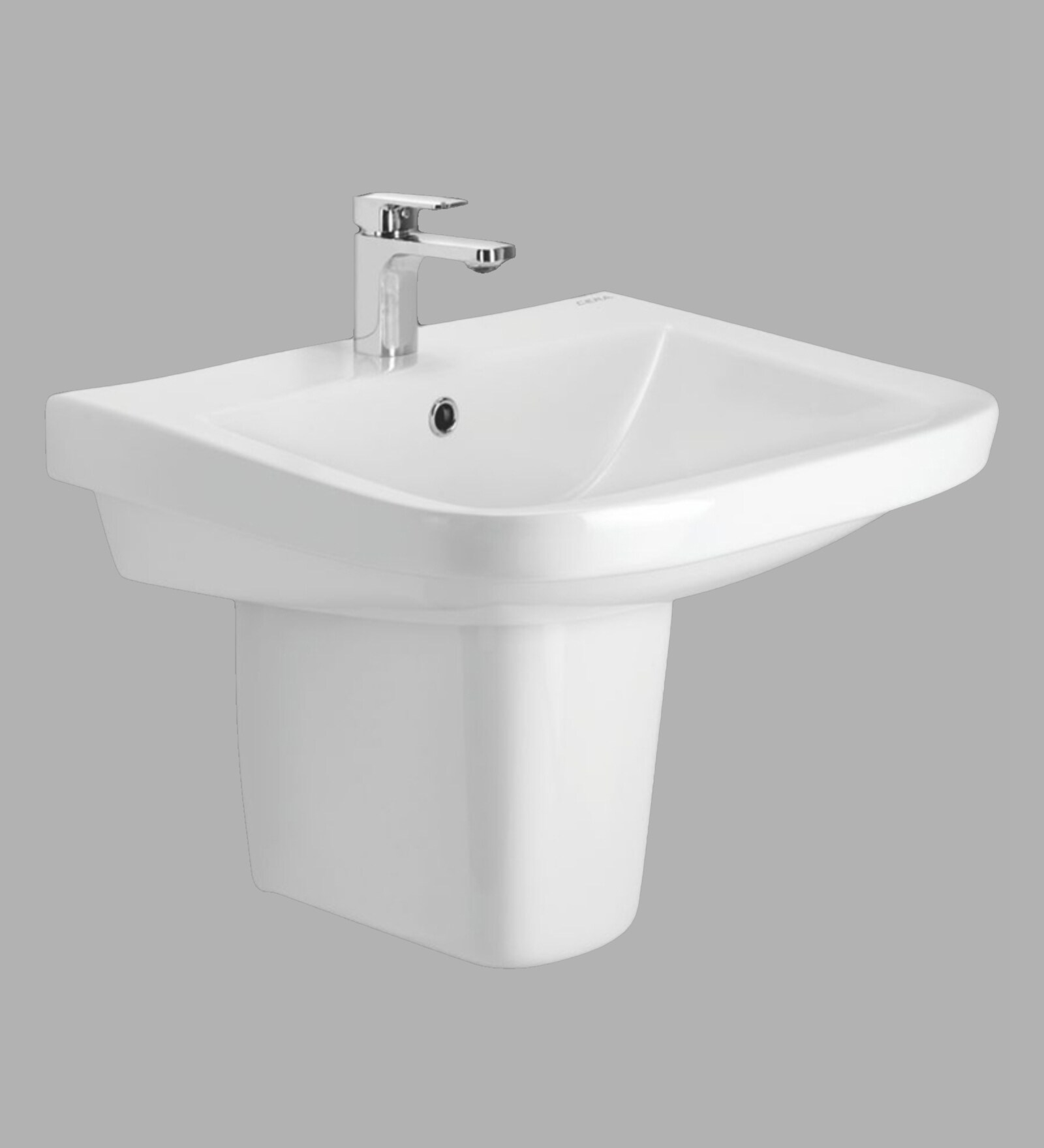 Buy Rectangular Shape Ceramic White Semi Pedestal Wash Basin (L 21, W
