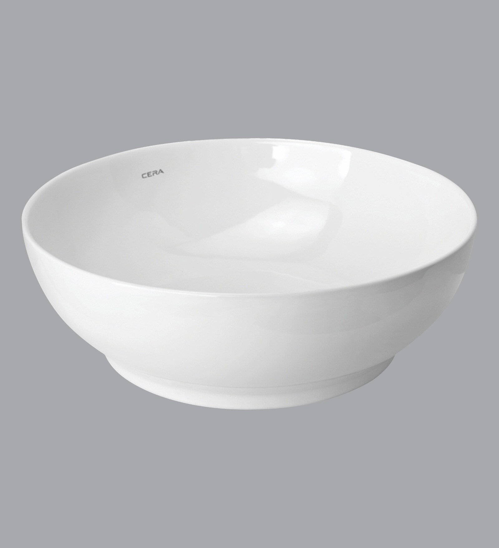 Ceramic Round Shape White Counter Top Wash Basin (H: 7, W: 18.4, D: 18.4 Inches)
