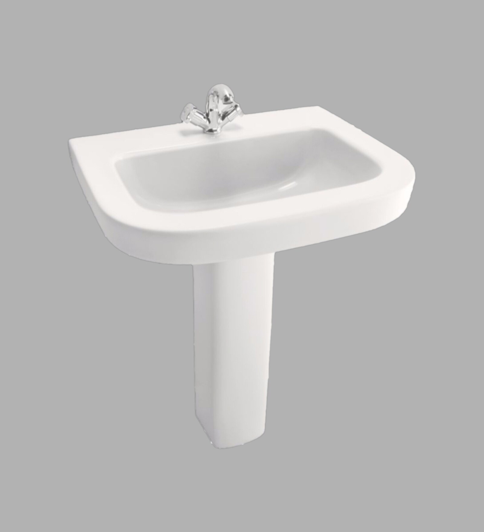 Buy Rectangular Shape Ceramic White Full Pedestal Wash Basin (L 26, W