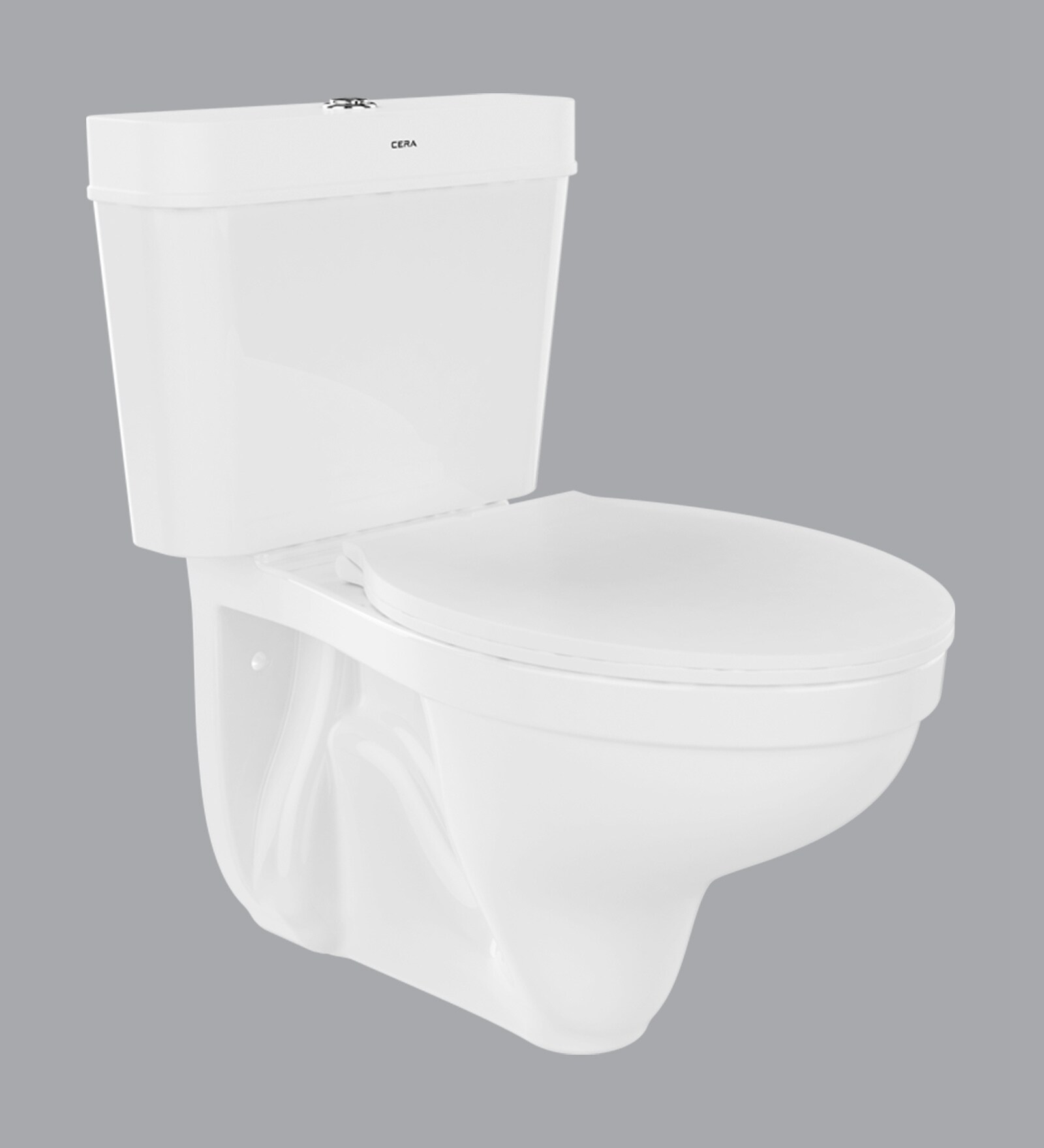 Ceramic White P Trap Wall Mounted Commode (H: 28.4W: 24.4D: 14 Inches)