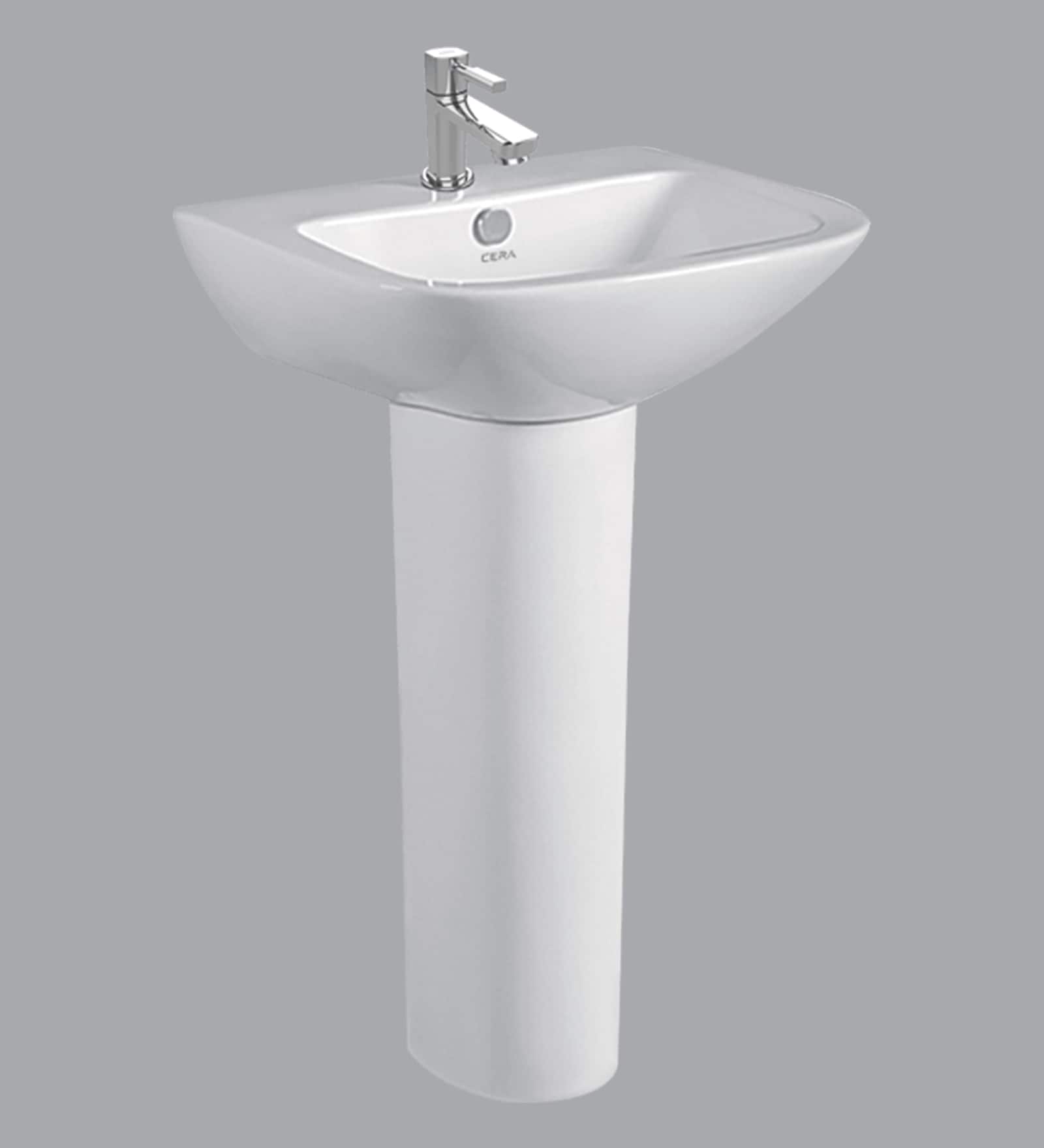 Buy Ceramic Rectangular Shape White Pedestal Wash Basin (H 32, W 8, D 8 Inches) by CERA