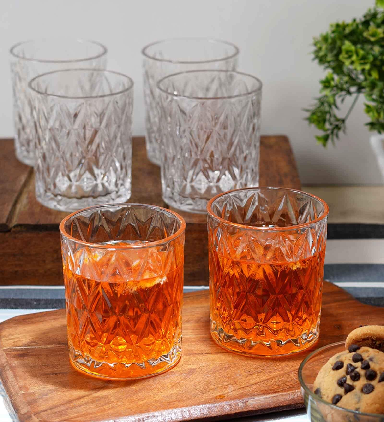 240 ml Transparent Glass Lined Cutting Designed Shaped