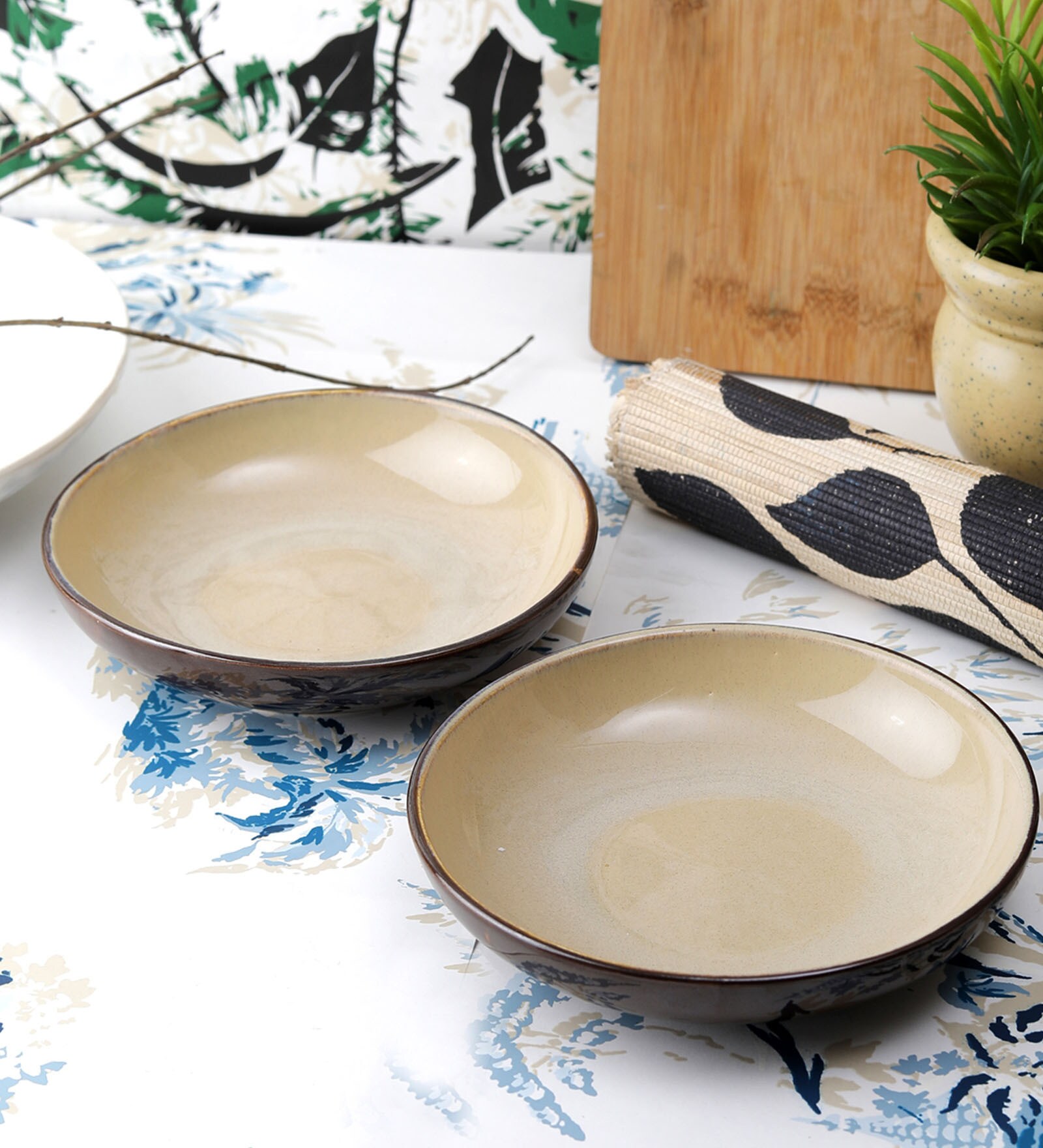 Buy 700 ML Ceramic Serving Bowls Set of 2 by VarEesha Online Serving