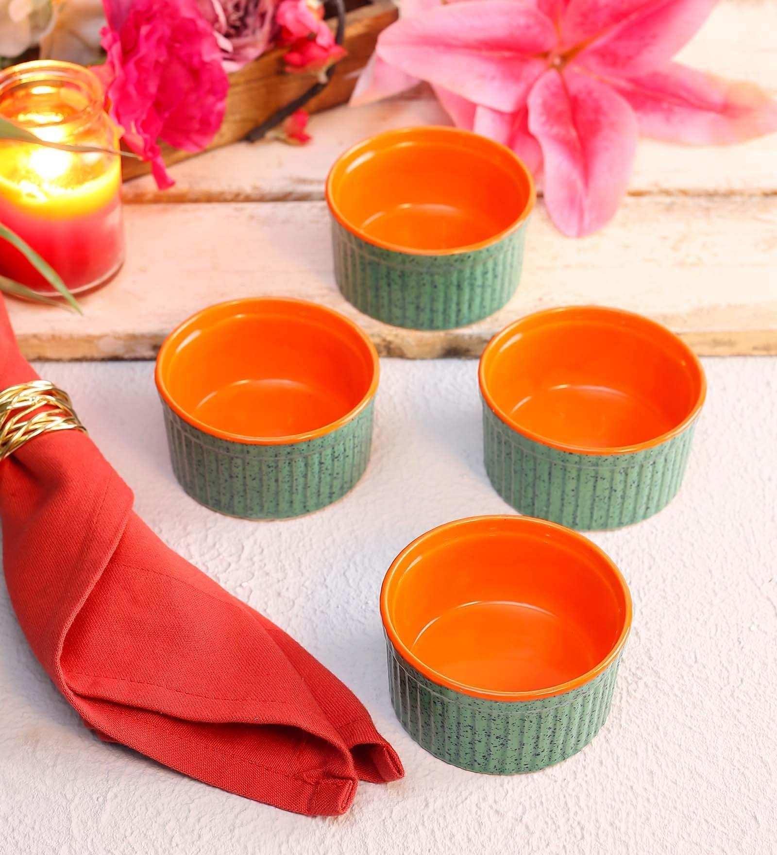 Liner 60ml Orange Ceramic (Set of 4) Ramakien Bowl