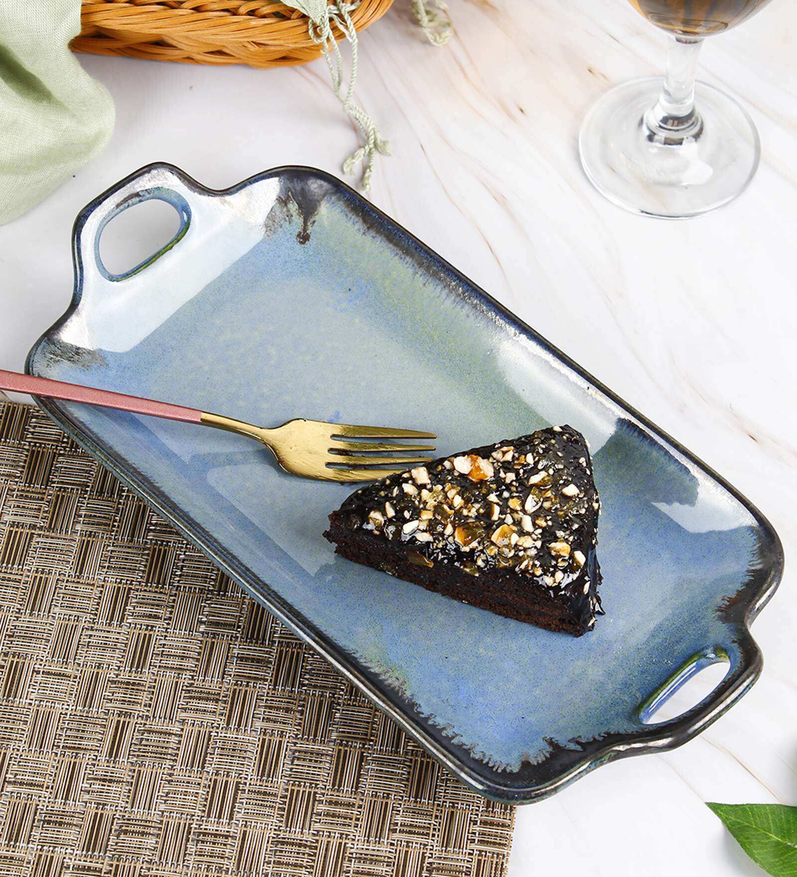 Ceramic Blue Serving Tray
