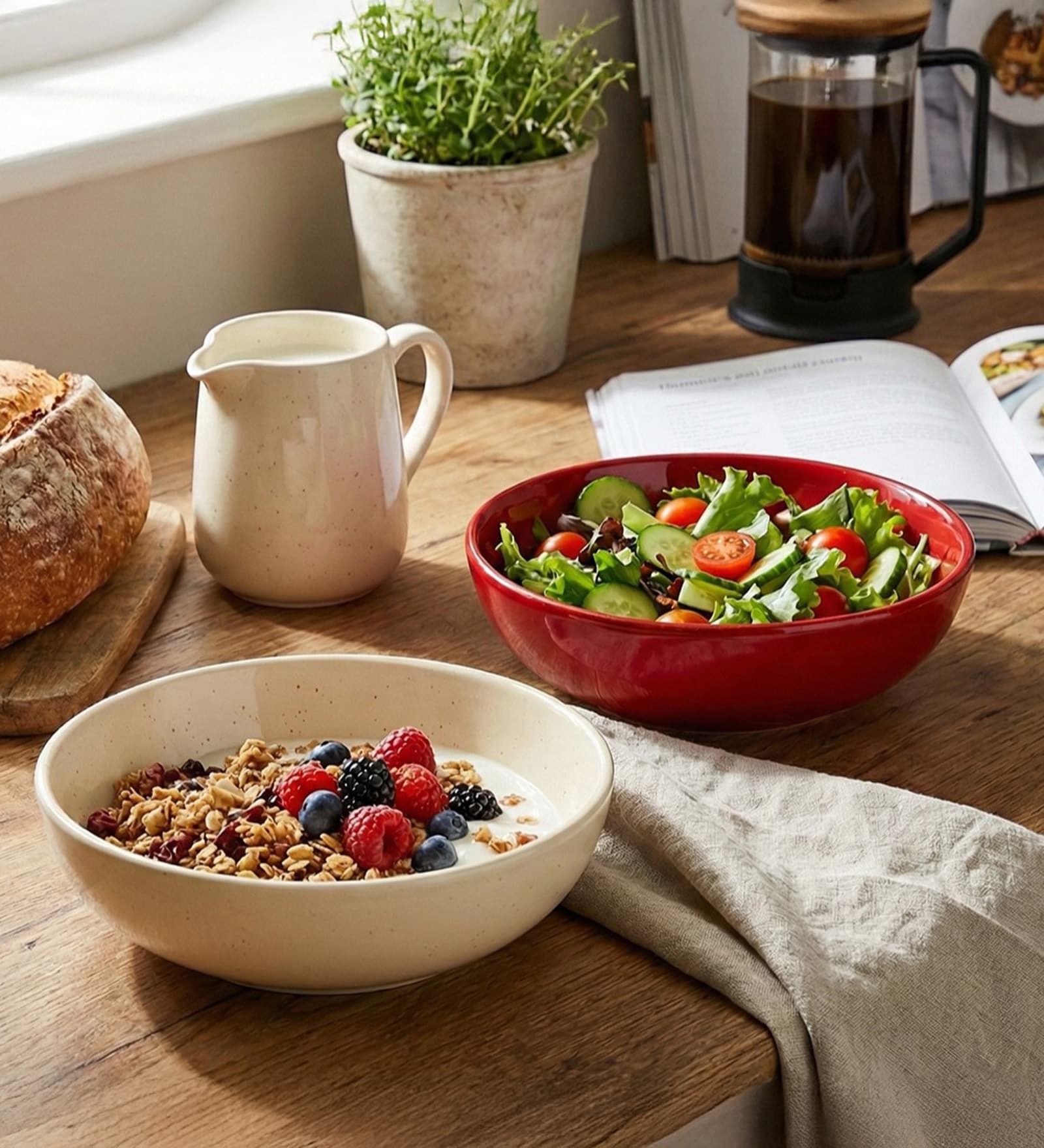 Set Of 2 Ceramic Bone China Free Snack Bowl