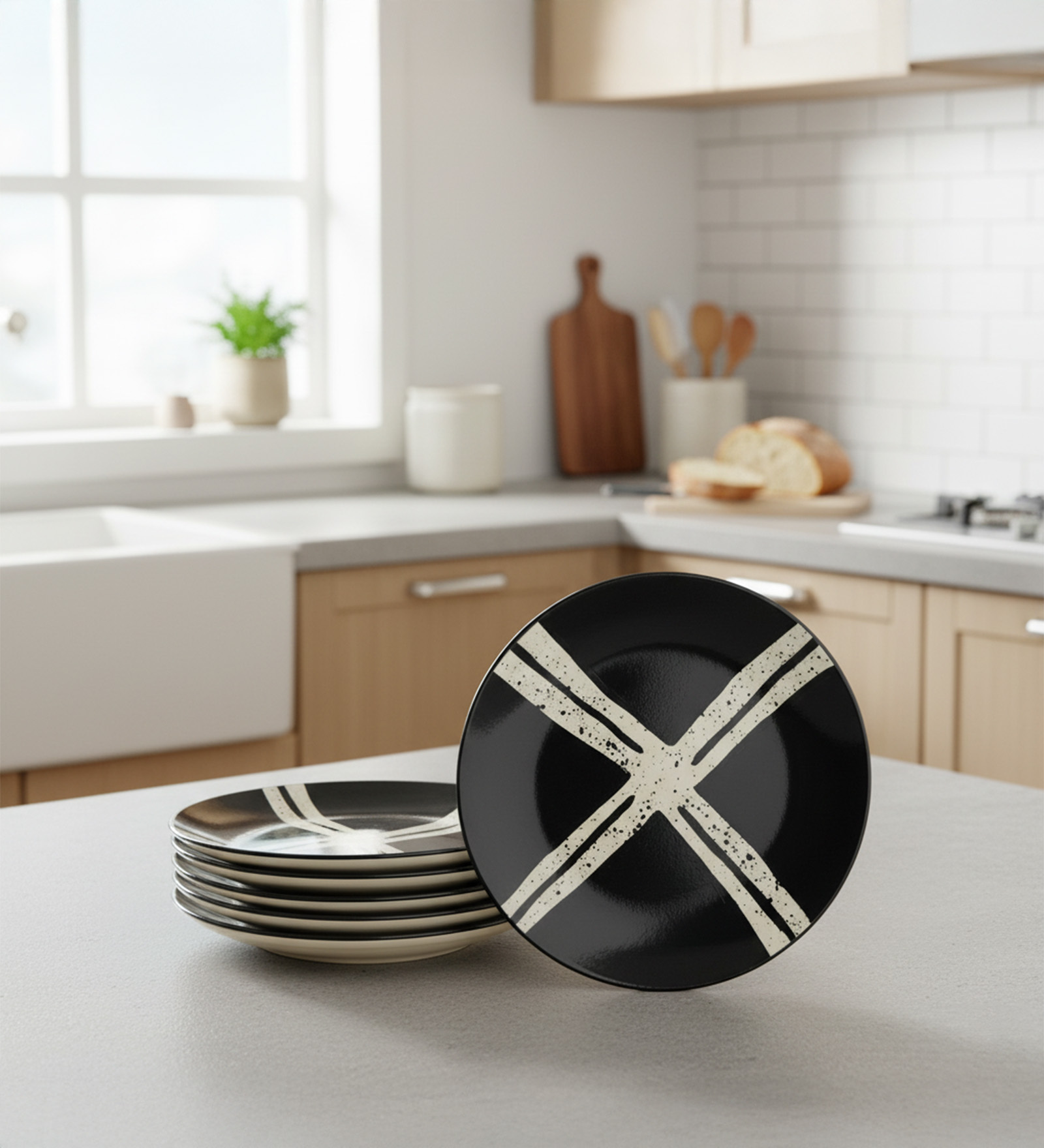 Set of 6 Ceramic Bone China Free Snack Plate