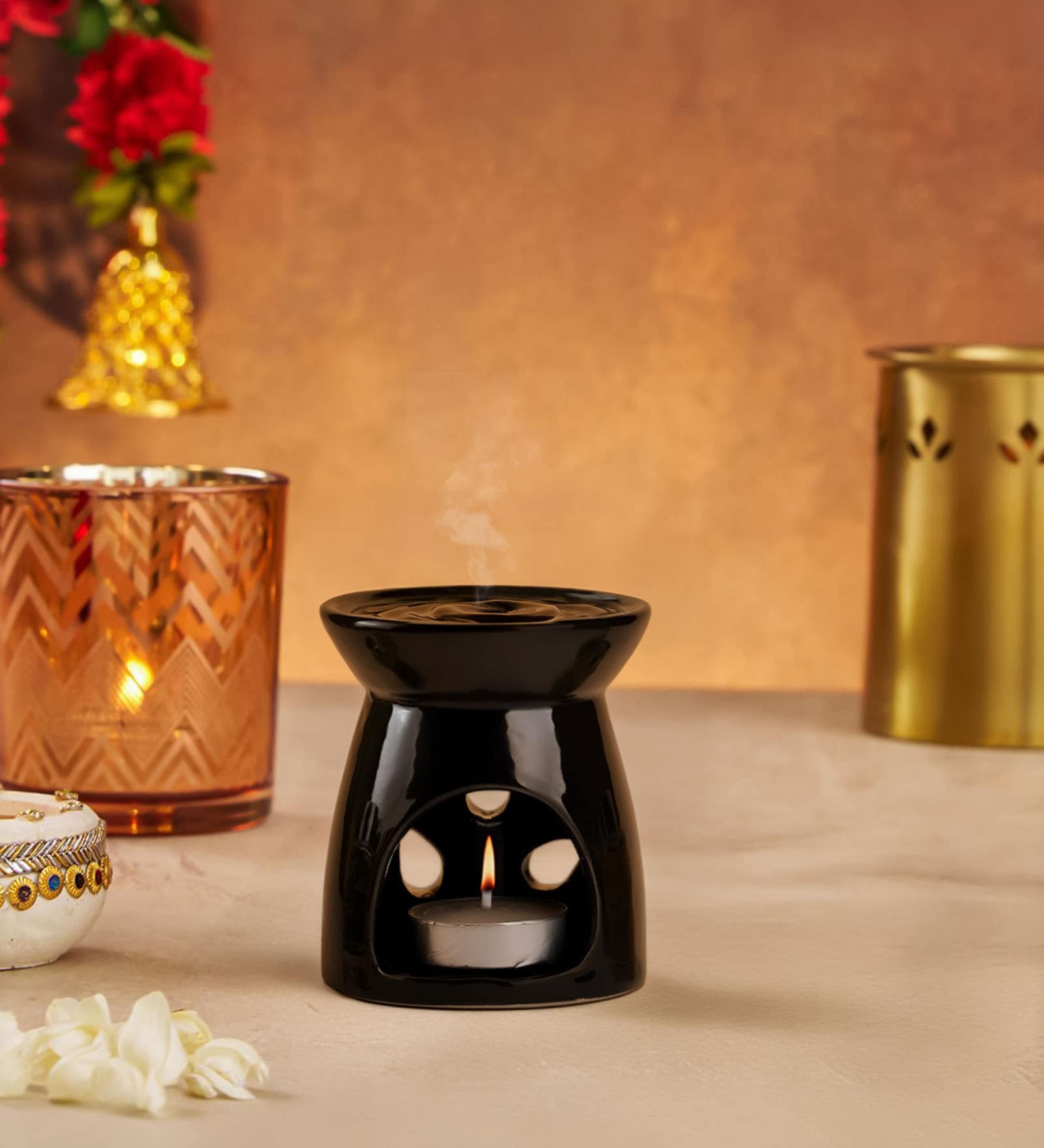 Black Ceramic Burner Fragrance Oil Gift Set