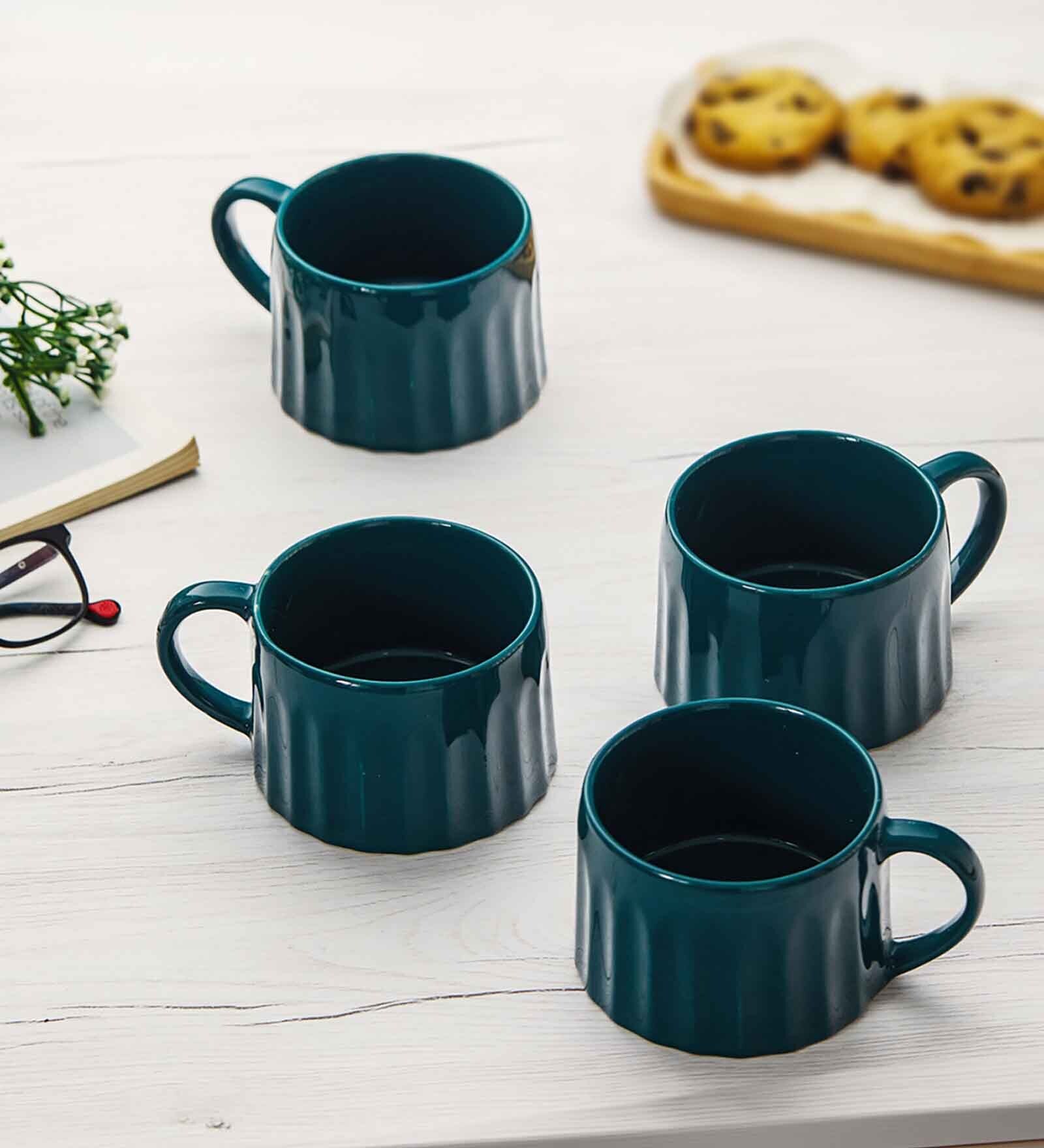 Ceramic Castleton Green Tea Cup (Set Of 4)