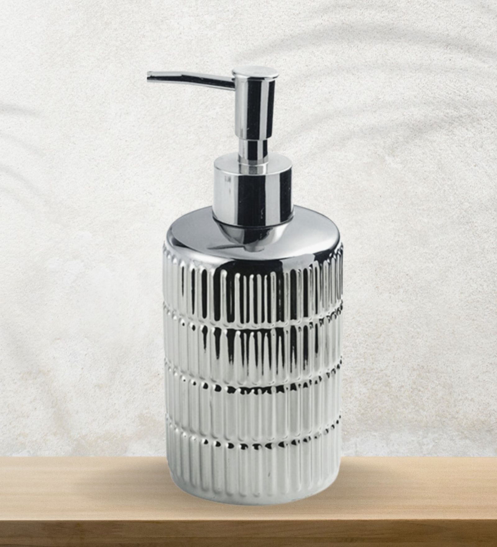 Ceramic Metallic Silver Color Dispenser Bottle with Metal Nozzle