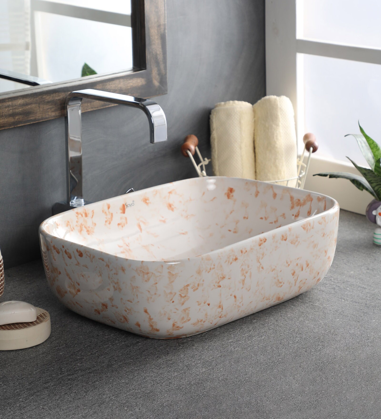 Washbasin Rectangular Buy Ceramic Rectangular Shape Multicolor Counter Top Wash Basin (H: 5 ...