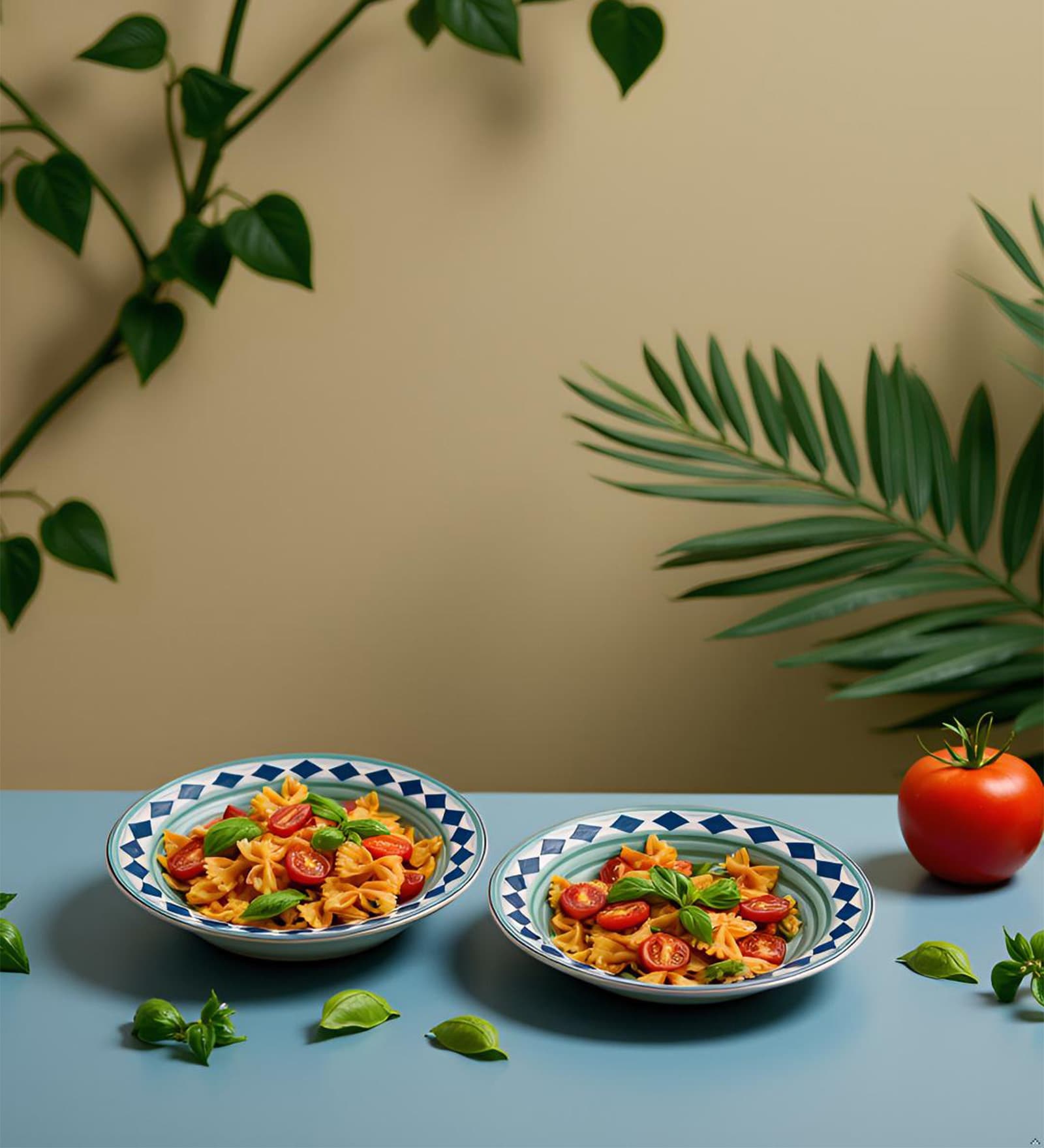 Ceramic Serving Designer Pasta Plates Set of 2 (Microwave and Dishwasher Safe), 7 Inch (Diamond)