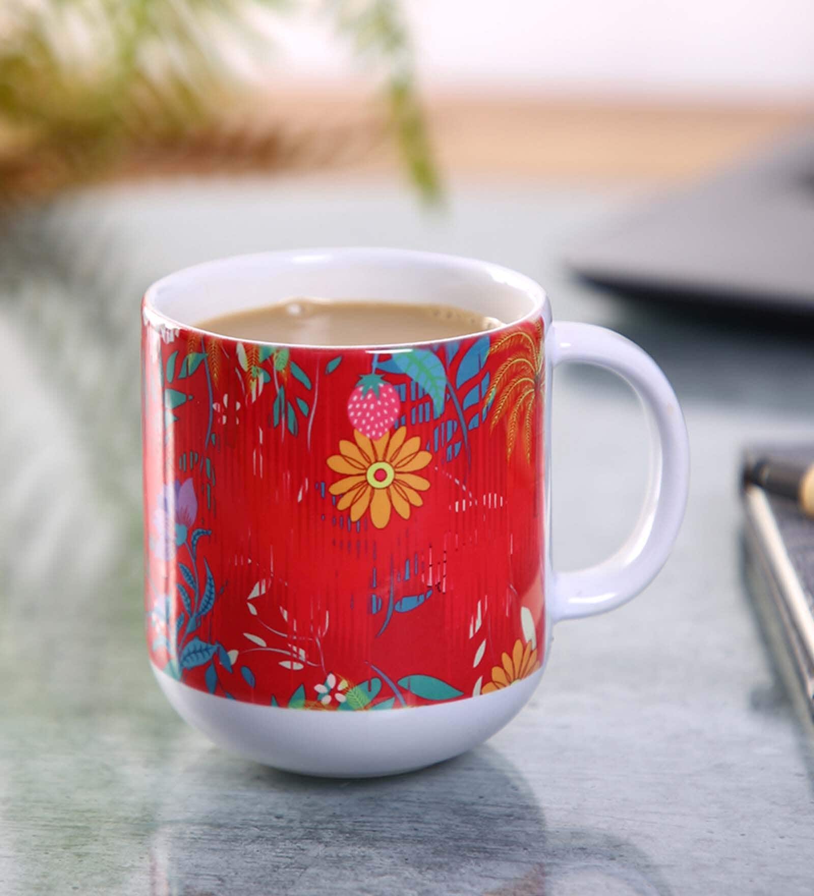 Ceramic Tea Capsule Mug With Navy Blue & Grey Deer Print