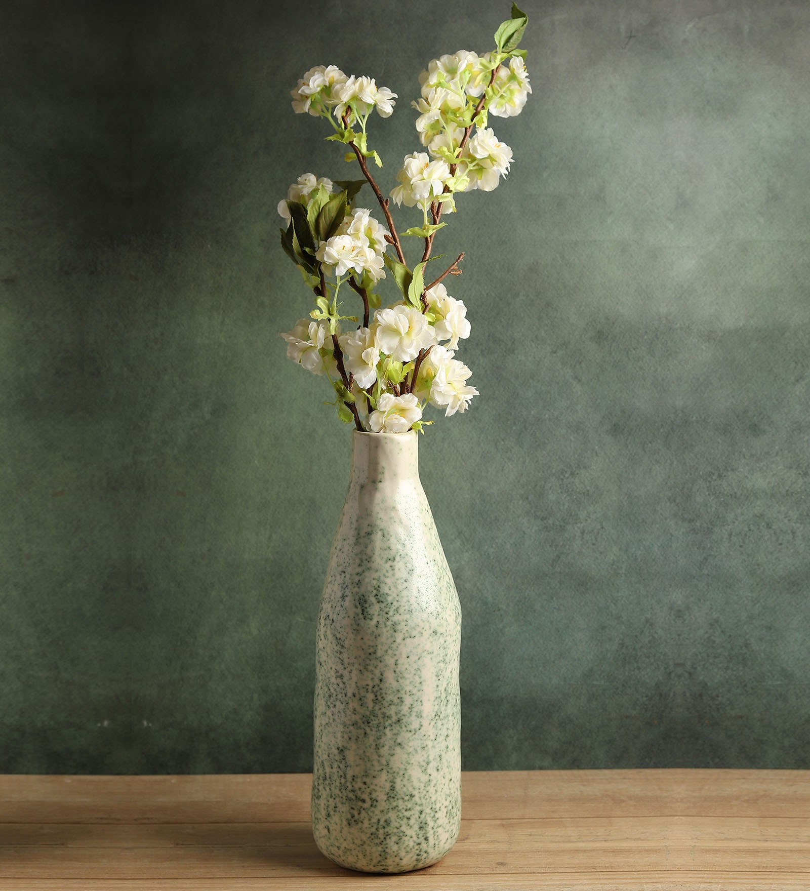(1Pc) Green Ceramic Flower Vase For Living Room Decor