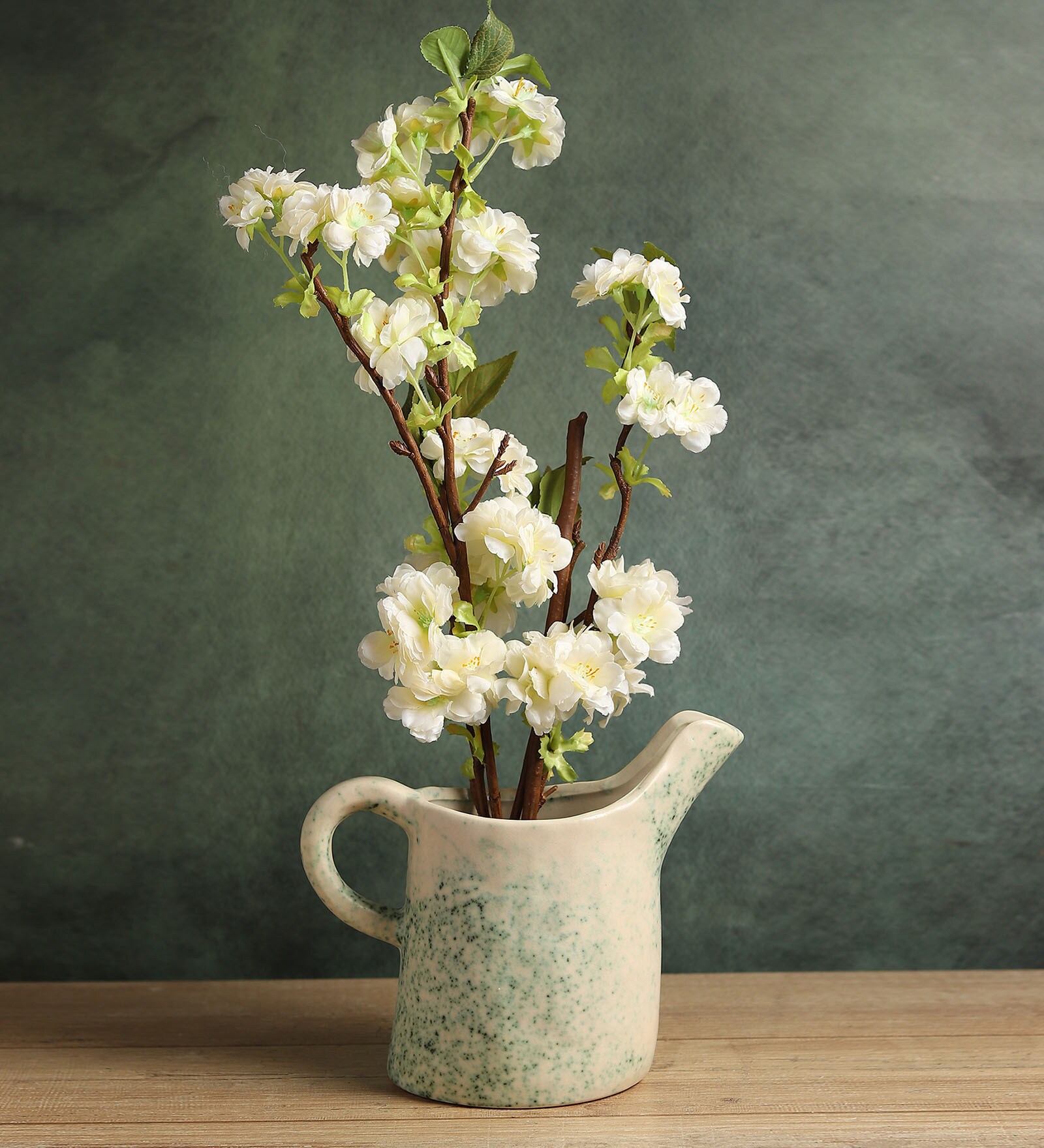 (1Pc) Green Ceramic Decorative Vase For Home Decor
