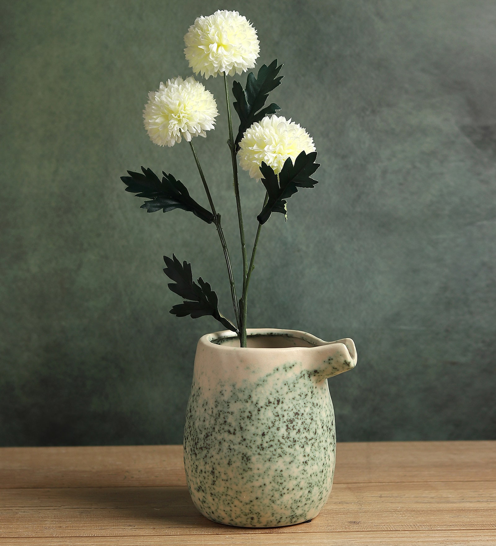 (1Pc) Green Ceramic Decorative Vase For Room Decor Aesthetic