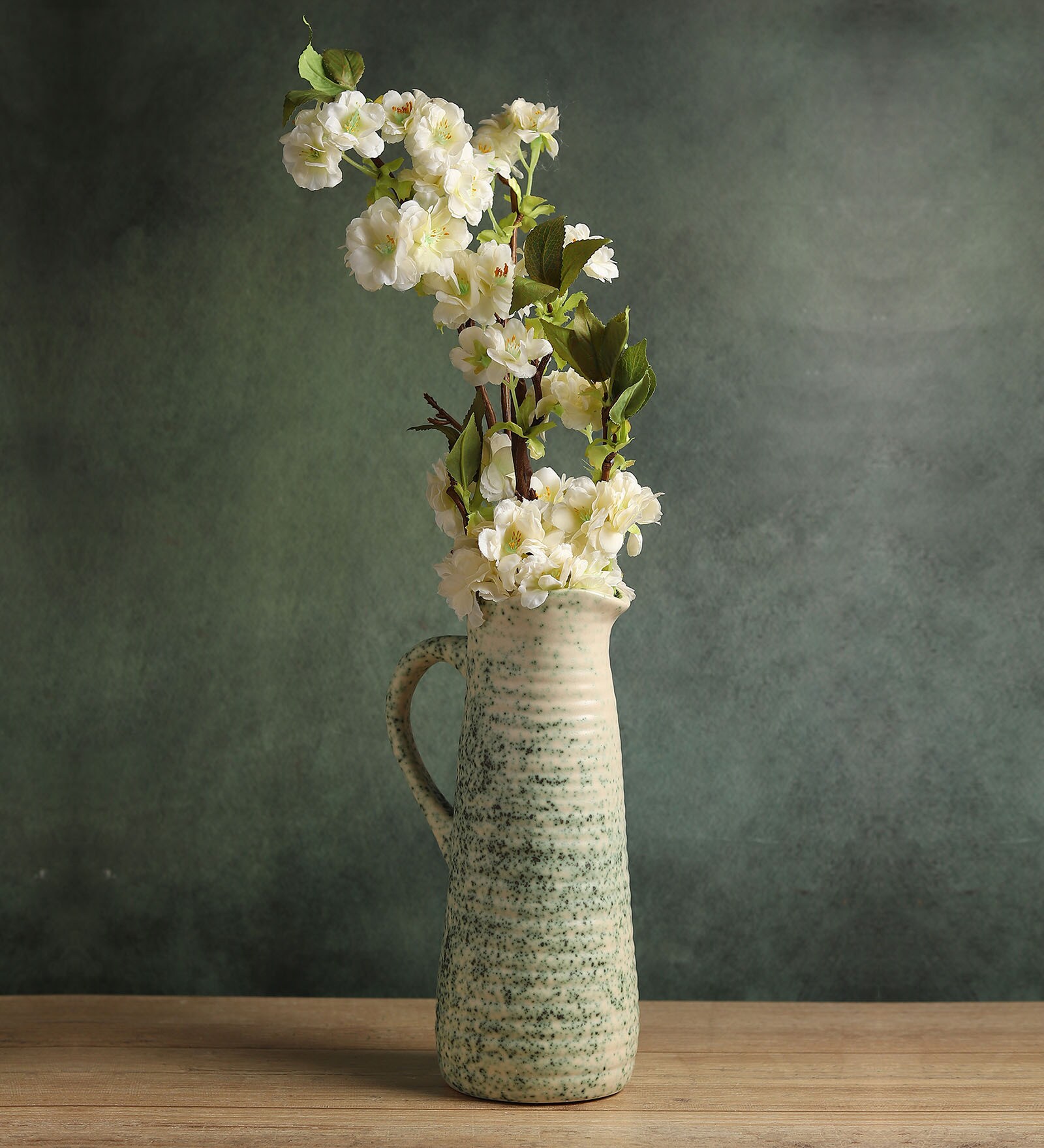 (1Pc) Green Ceramic Decorative Vase For Home Decor