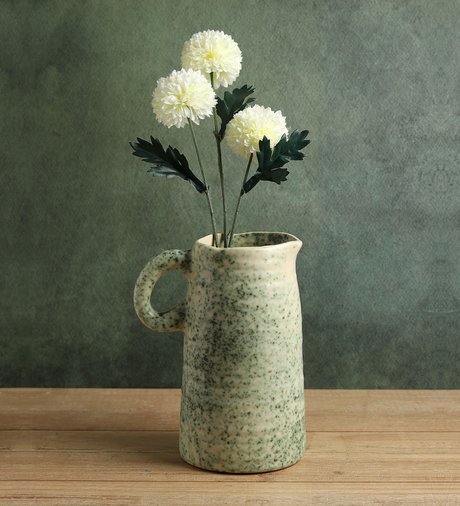 (1Pc) Green Ceramic Decorative Vase For Room Decor Aesthetic