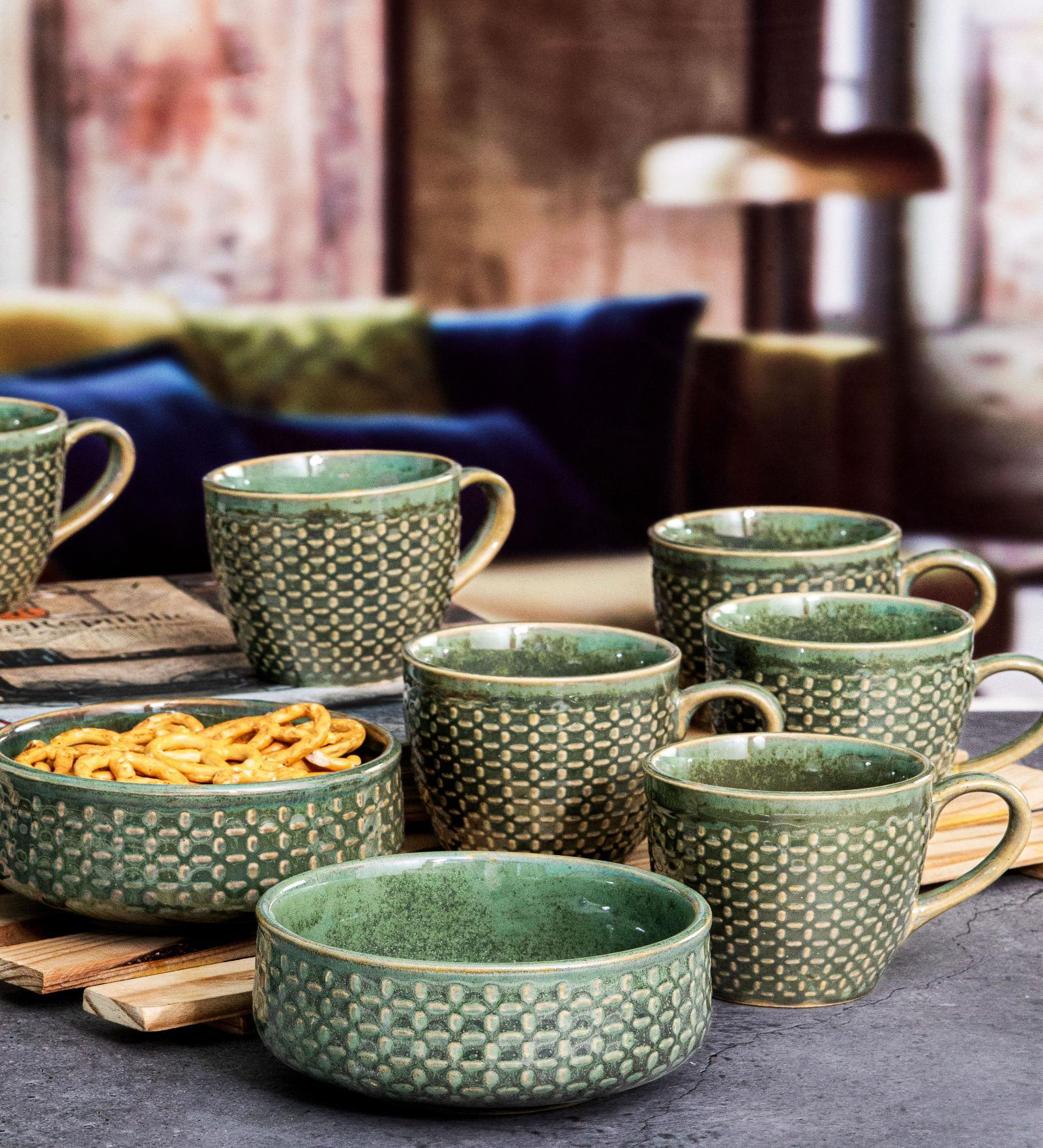 Ceramics Zen Snack Set of 6pcs Mug with 2pcs Bowl