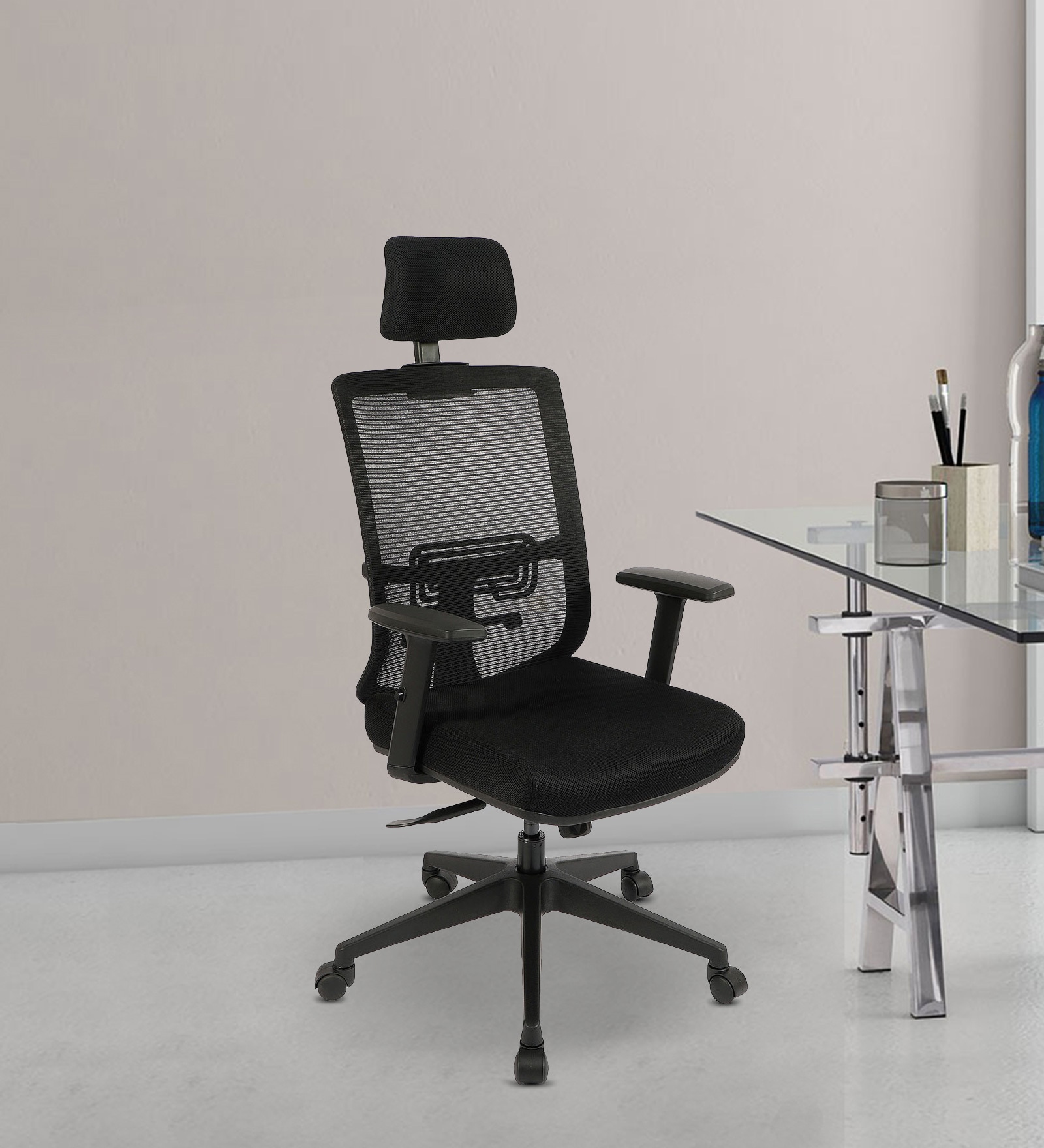 Certo Breathable Mesh HB Ergonomic Chair in Black Colour